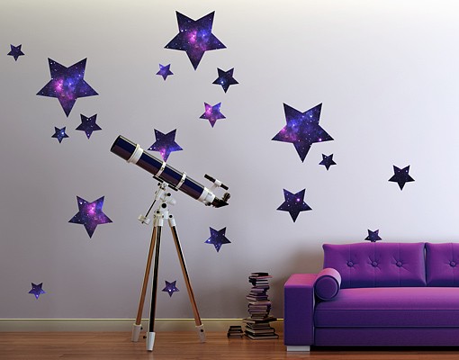Wandtattoo Kinderzimmer No.542 Sterne Galaxie 18er Set