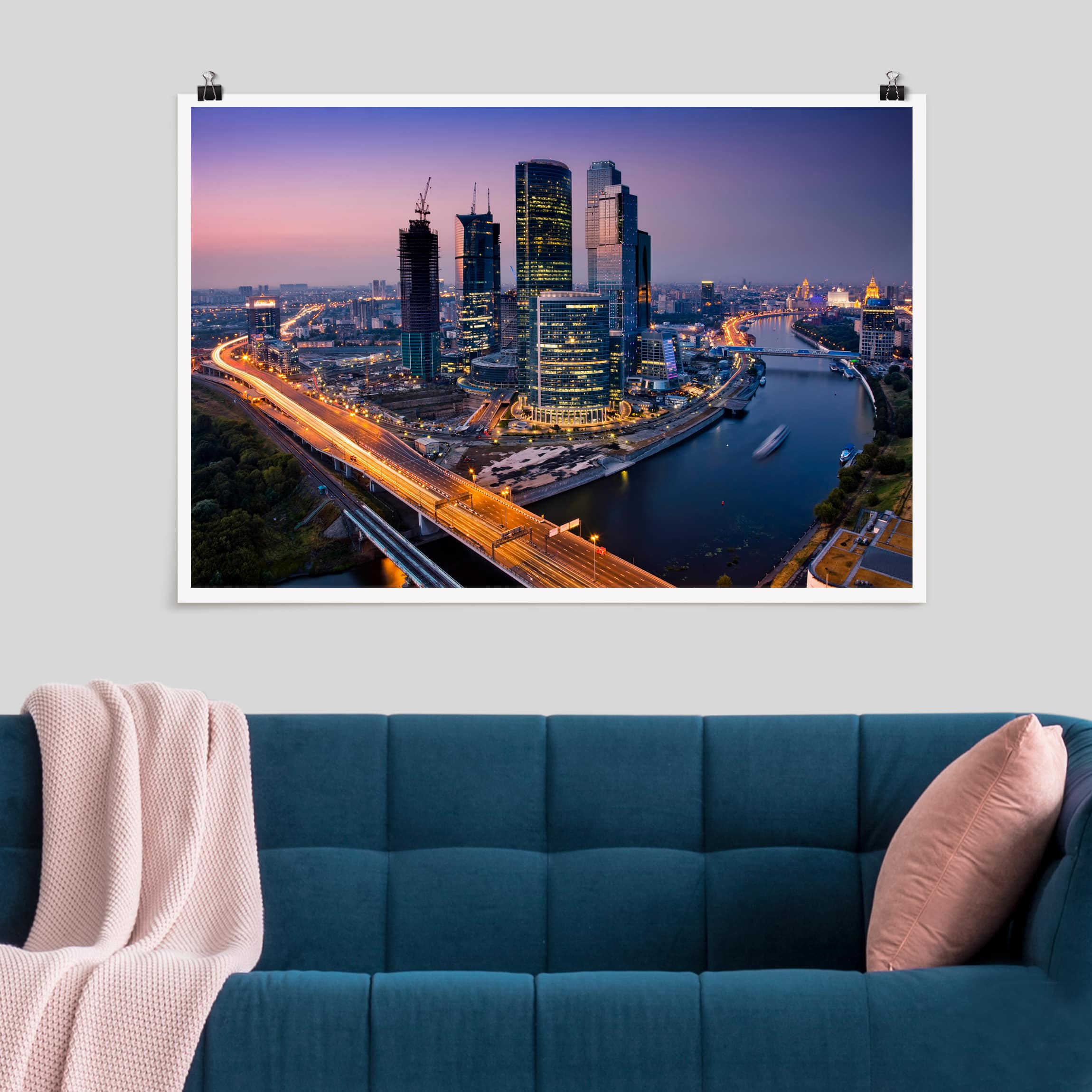 Poster - Querformat Sonnenuntergang über Moskau