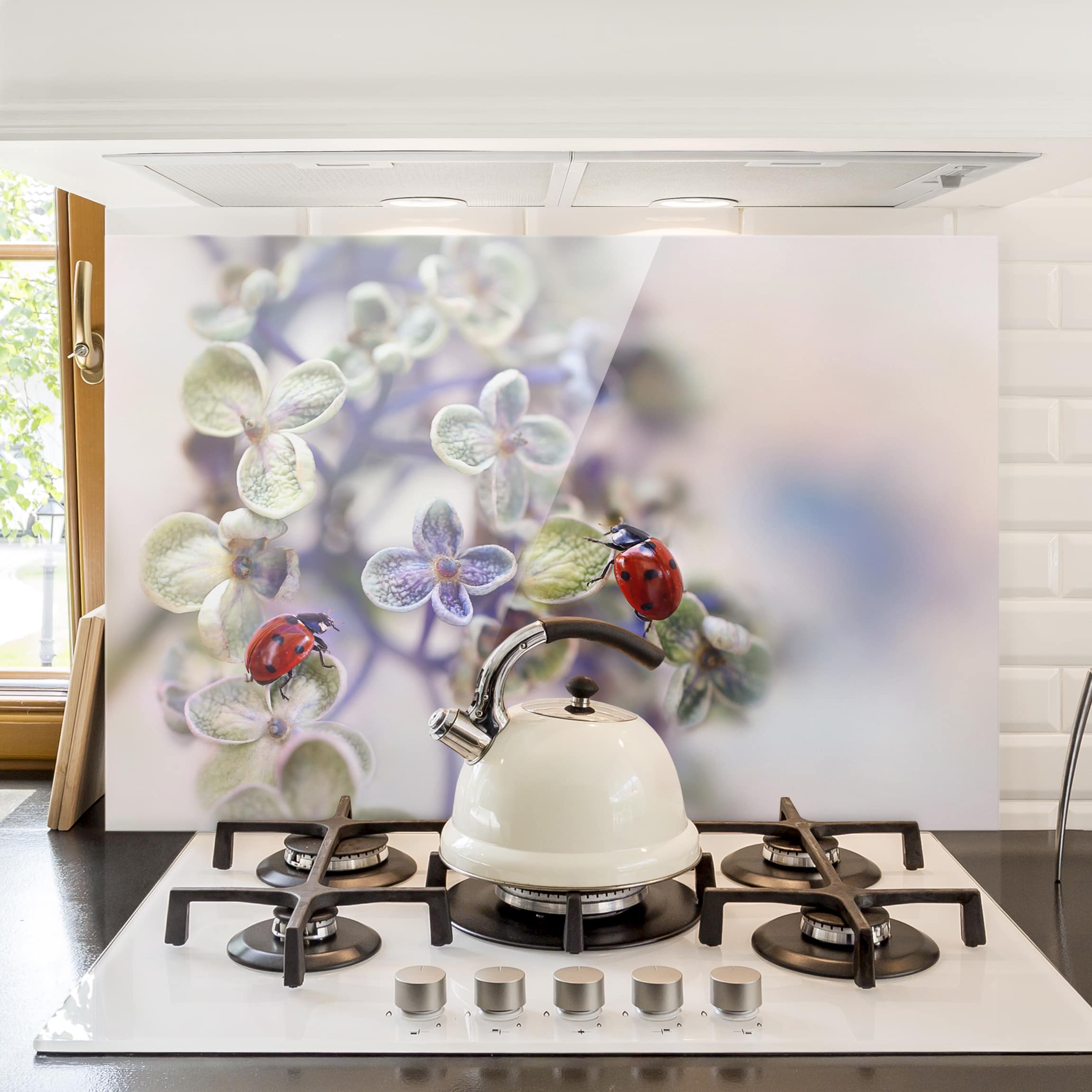 Glas Spritzschutz - Querformat 3:2 Marienkäfer im Garten