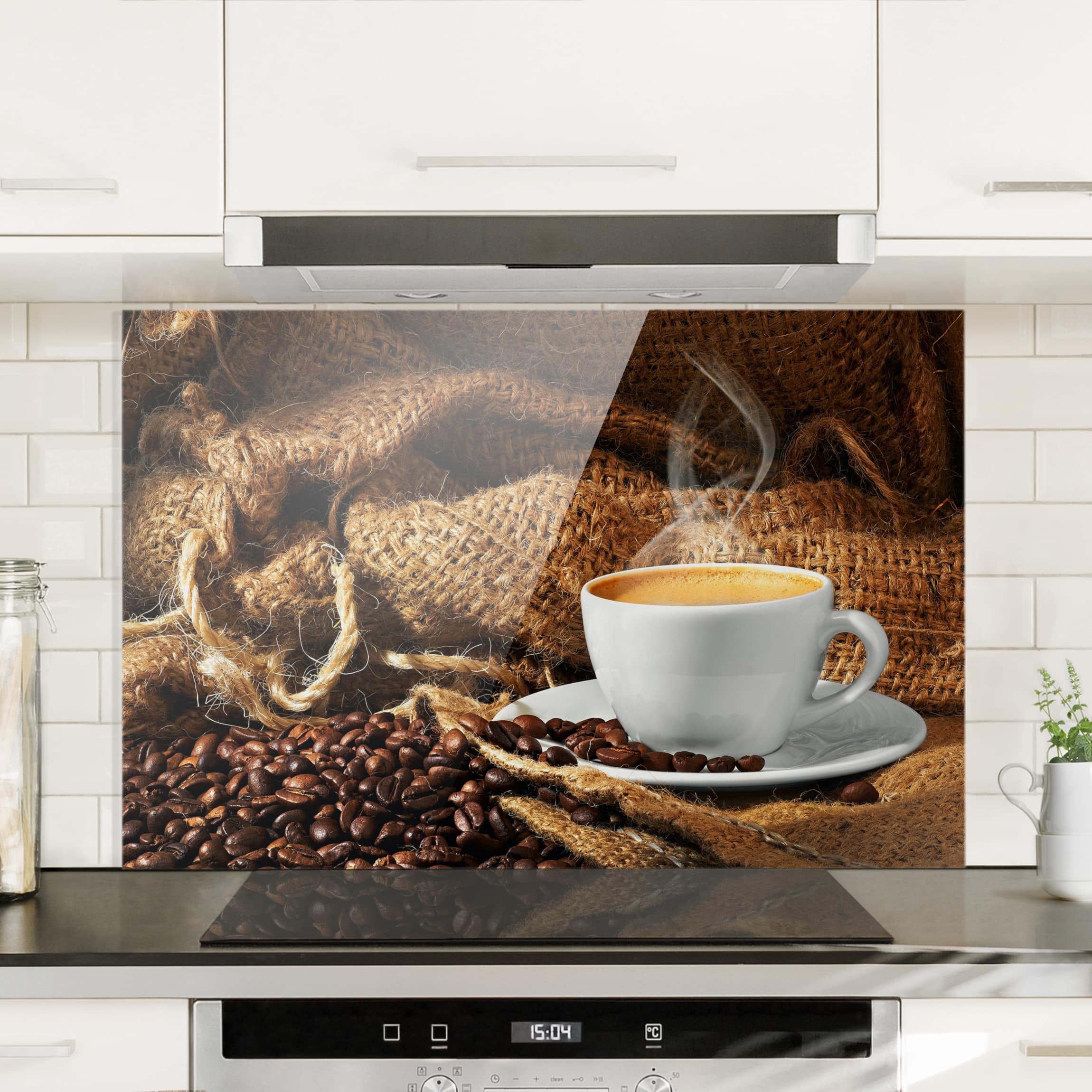 Glas Spritzschutz - Querformat 3:2 Kaffee am Morgen