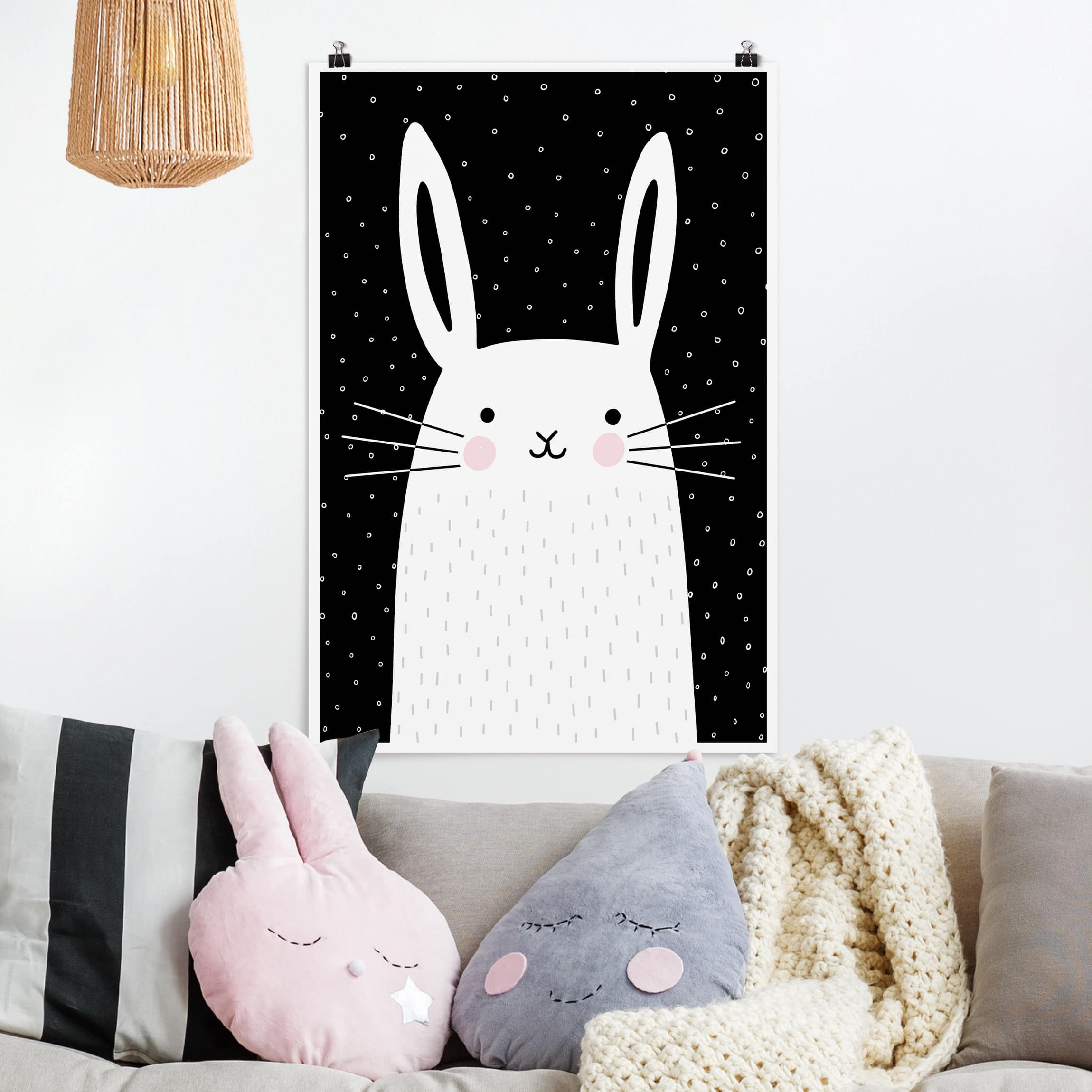 Poster - Hochformat Tierpark mit Mustern - Hase