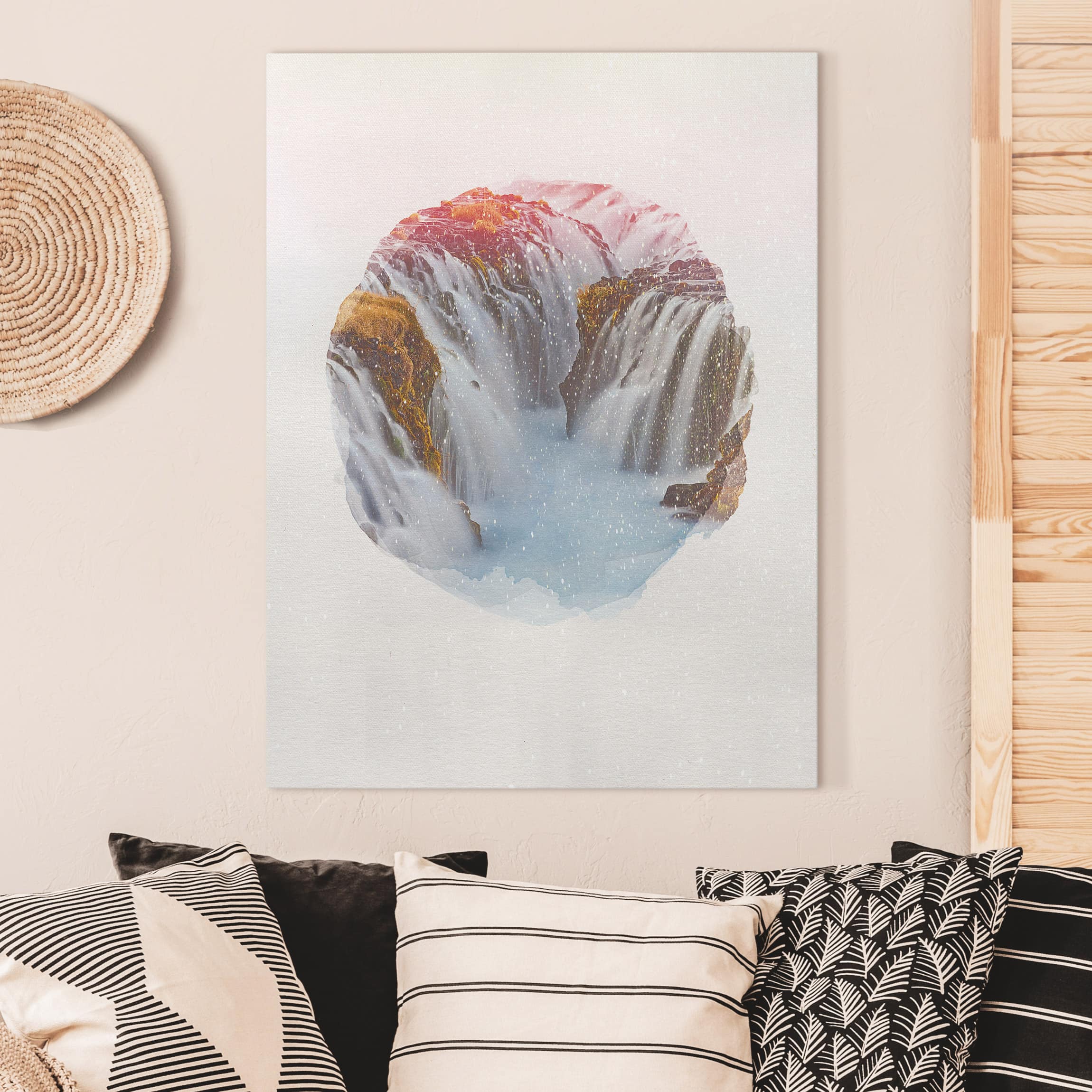 Leinwandbild Wasserfarben - Brúarfoss Wasserfall in Island