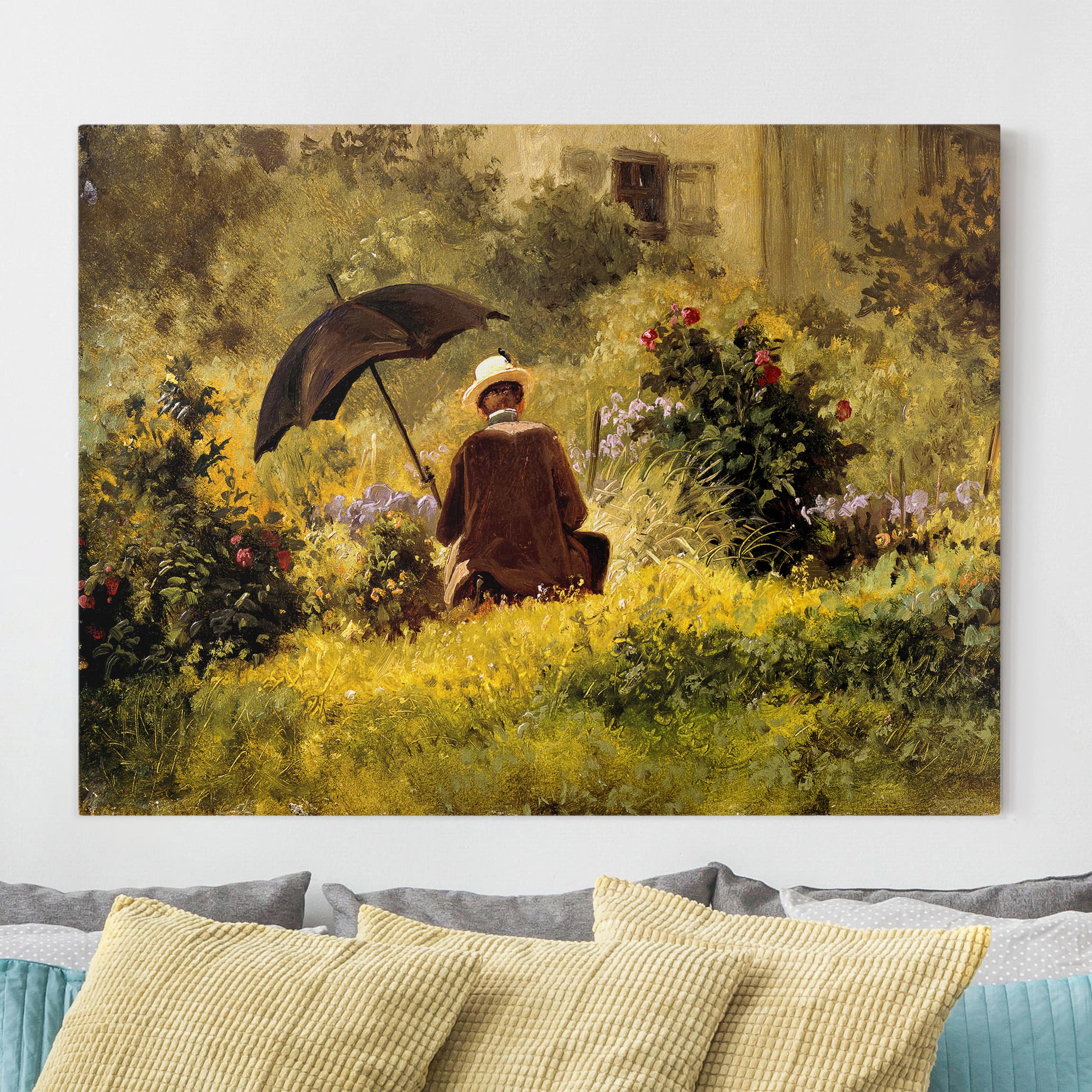 Leinwandbild - Querformat Carl Spitzweg - Der Maler im Garten