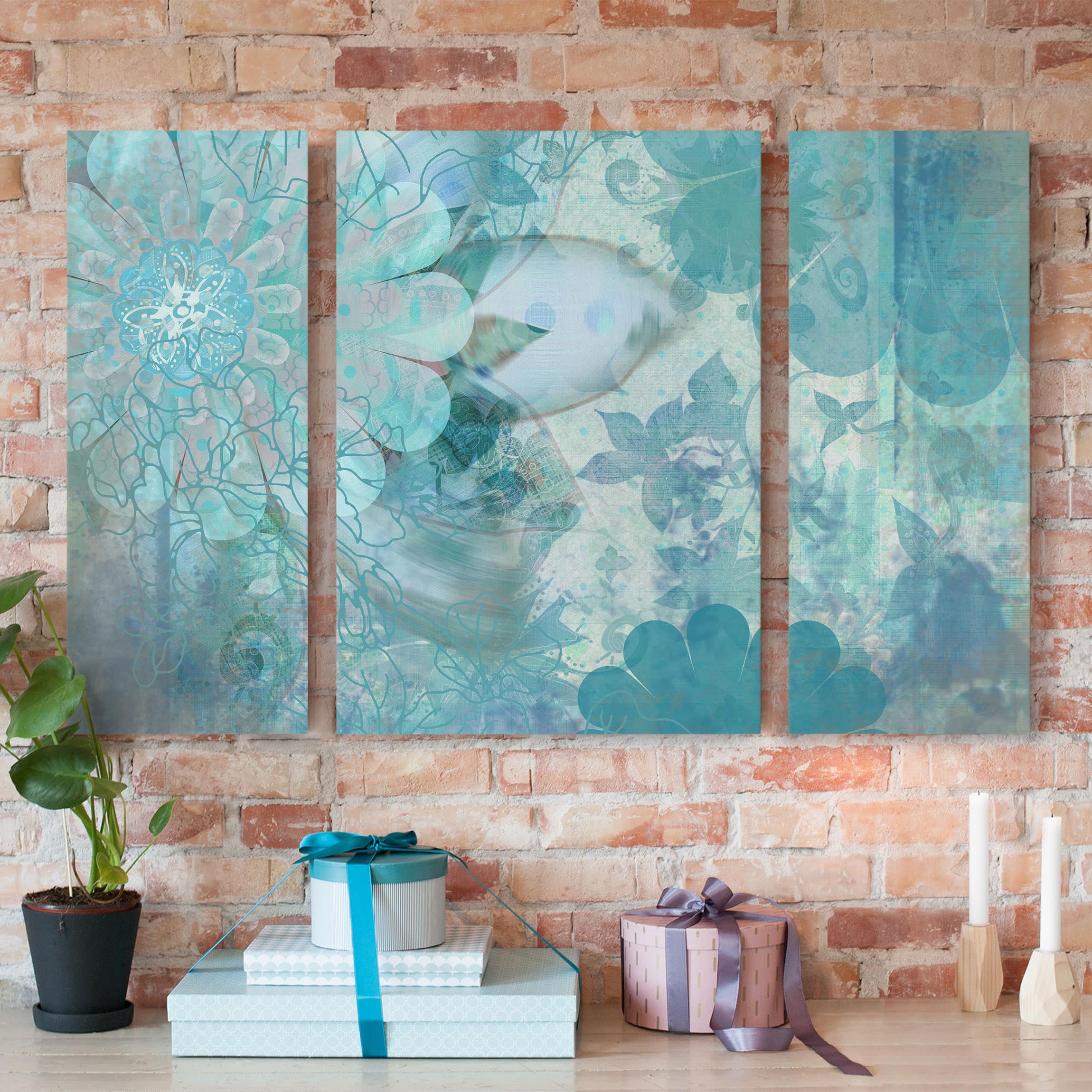 3-teiliges Leinwandbild Blumen Winterblumen