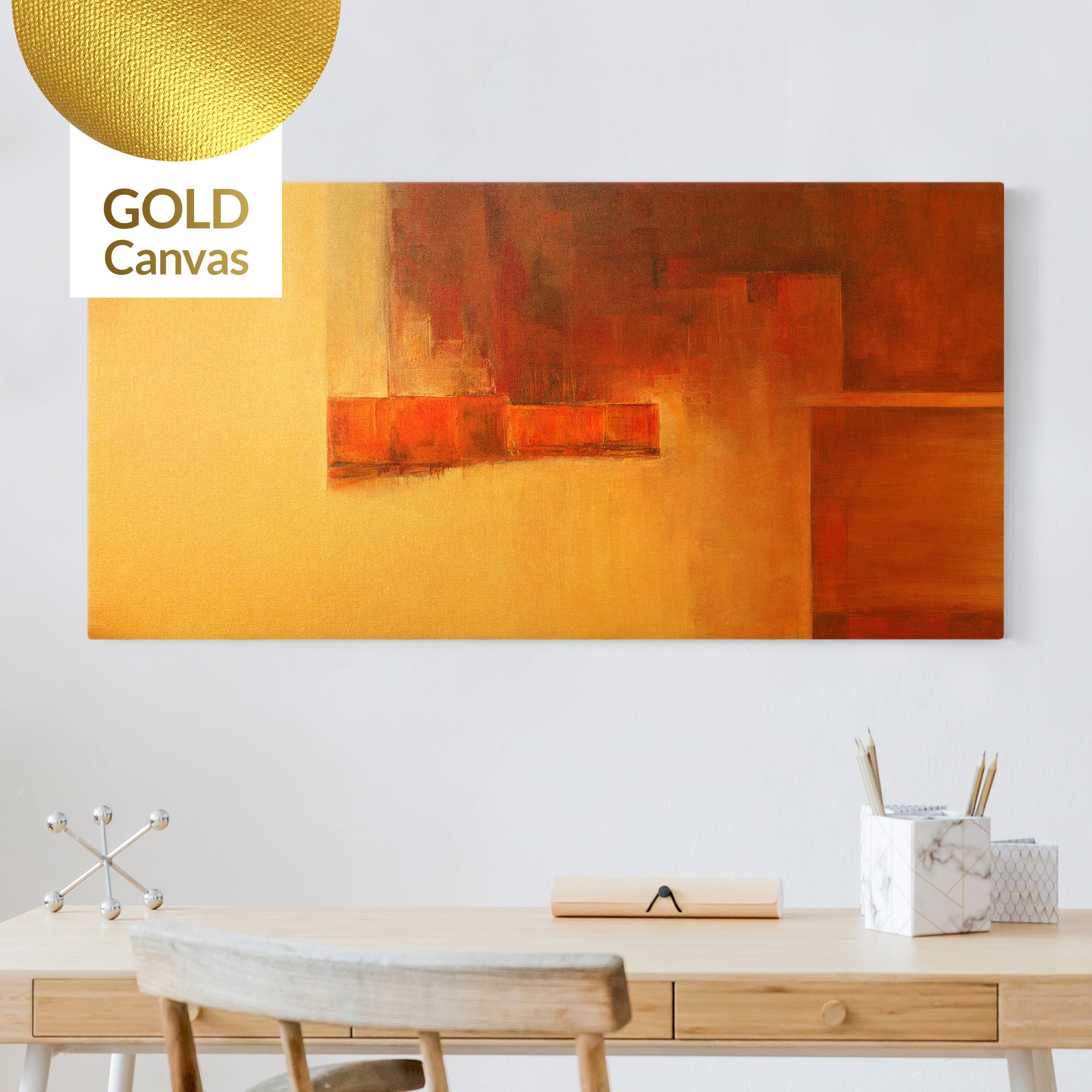 Leinwandbild Balance Orange Braun