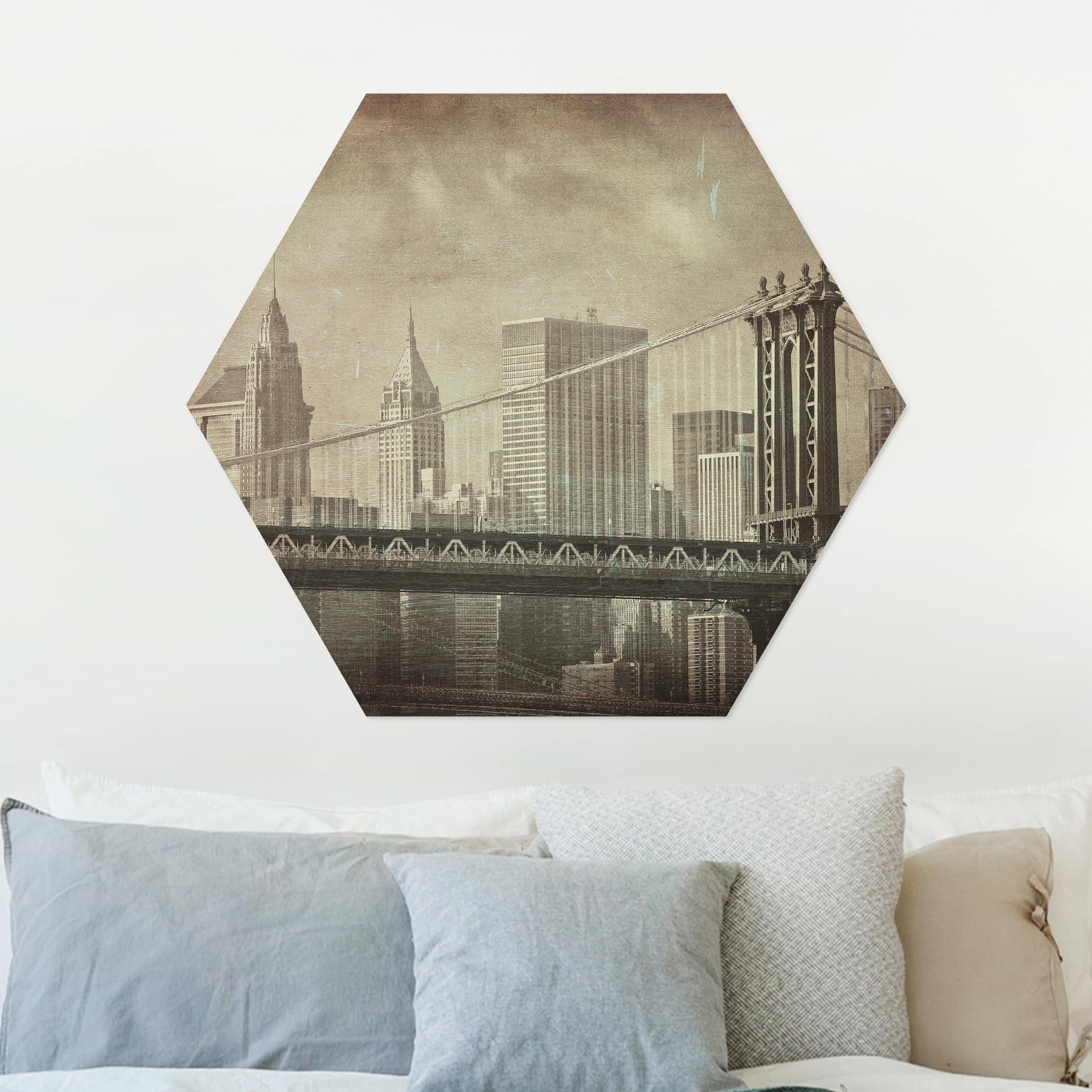 Hexagon-Alu-Dibond Bild Vintage New York City