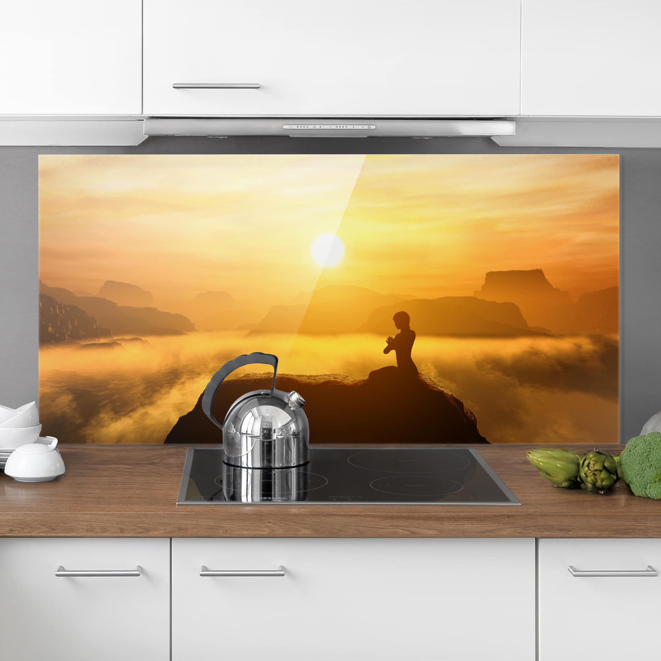 Glas Spritzschutz - Querformat 2:1 Yoga Meditation