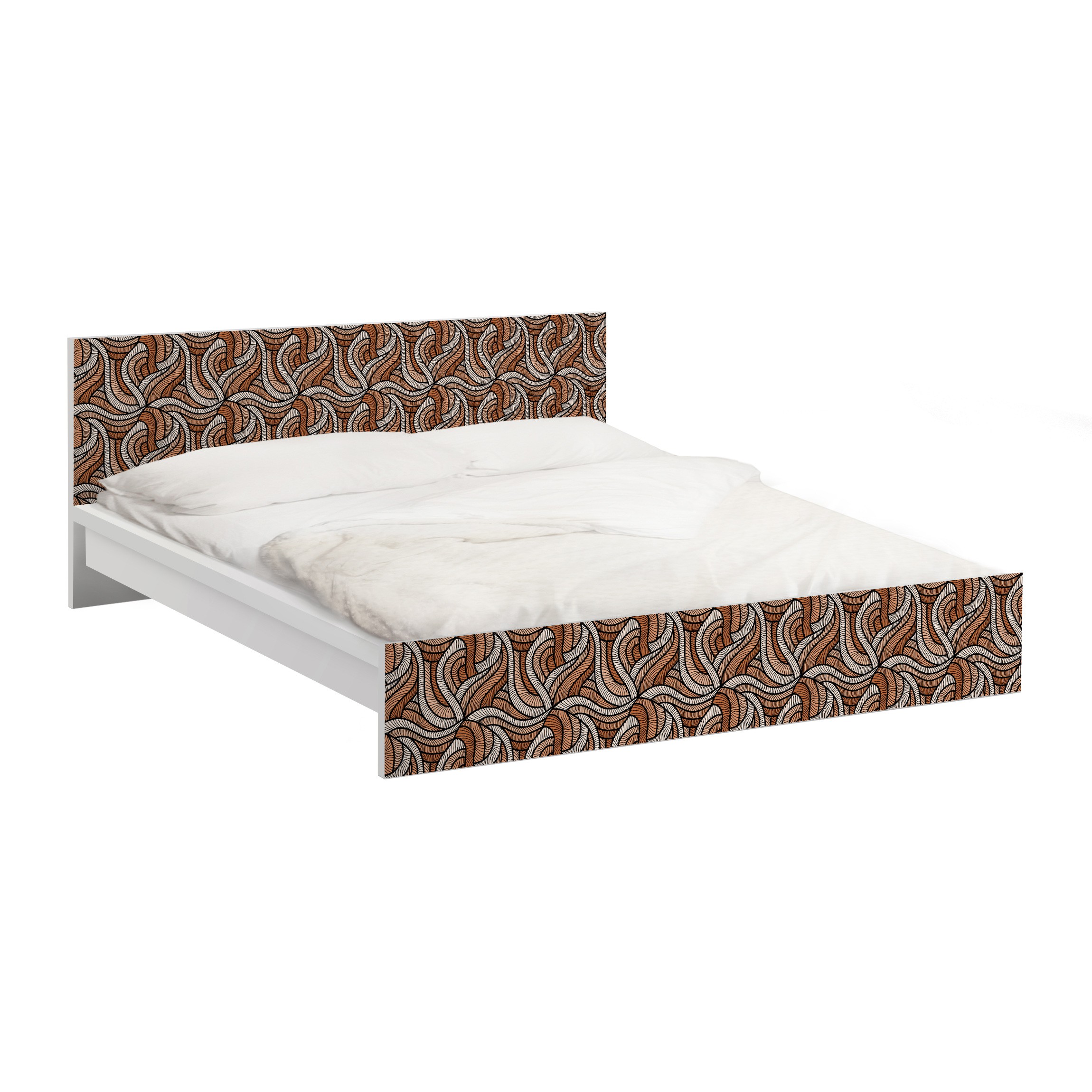 Möbelfolie für IKEA Malm Bett 160 cm Breite Holzschnitt in braun