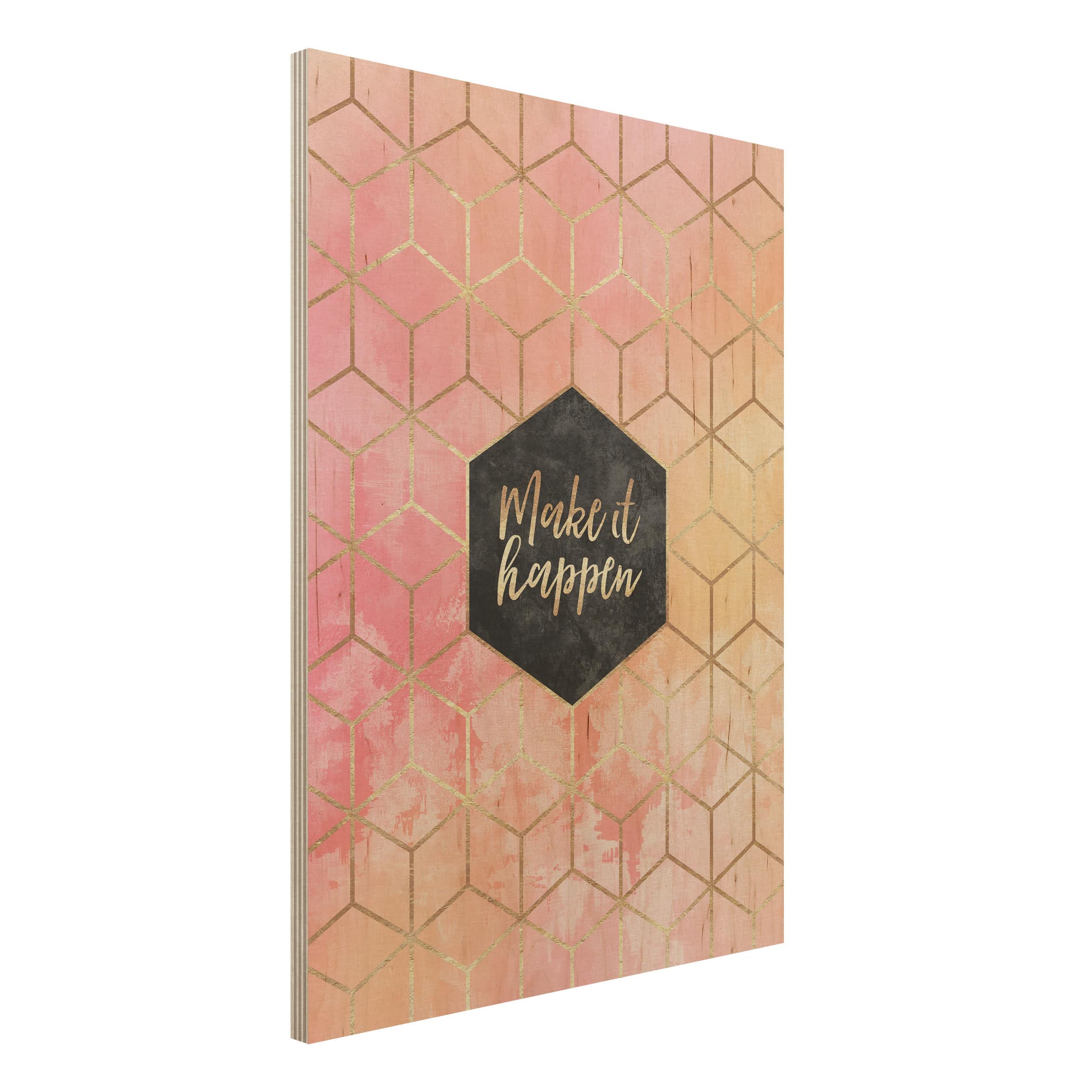 Holzbild - Hochformat 3:4 Make It Happen Geometrie Pastell