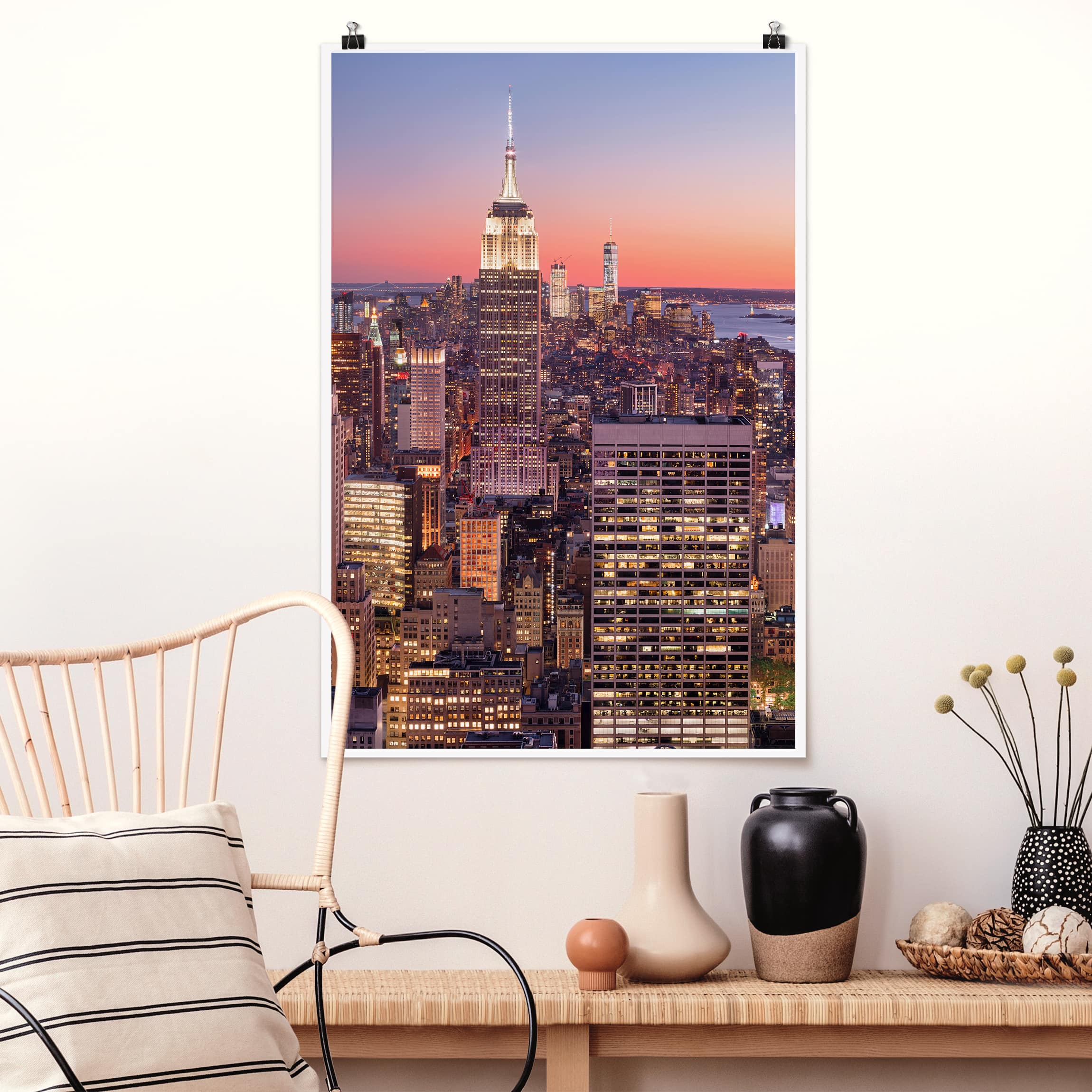 Poster - Hochformat Sonnenuntergang Manhattan New York City