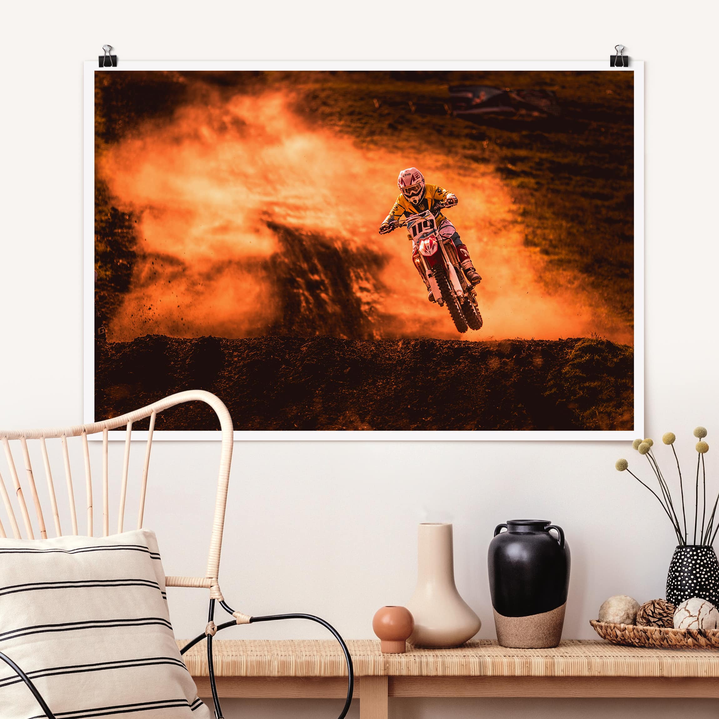 Poster - Querformat Motocross im Staub