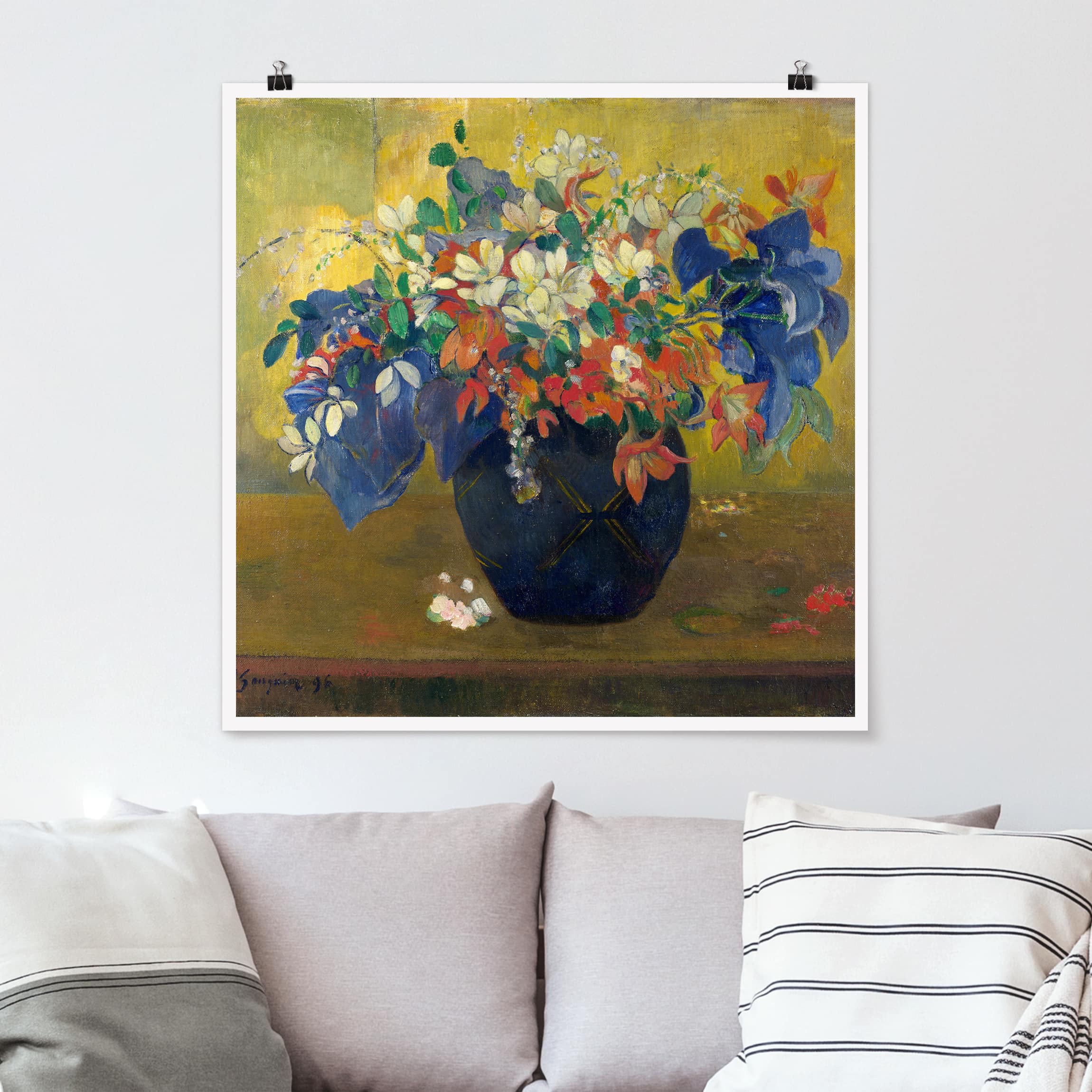 Poster - Quadrat Paul Gauguin - Vase mit Blumen