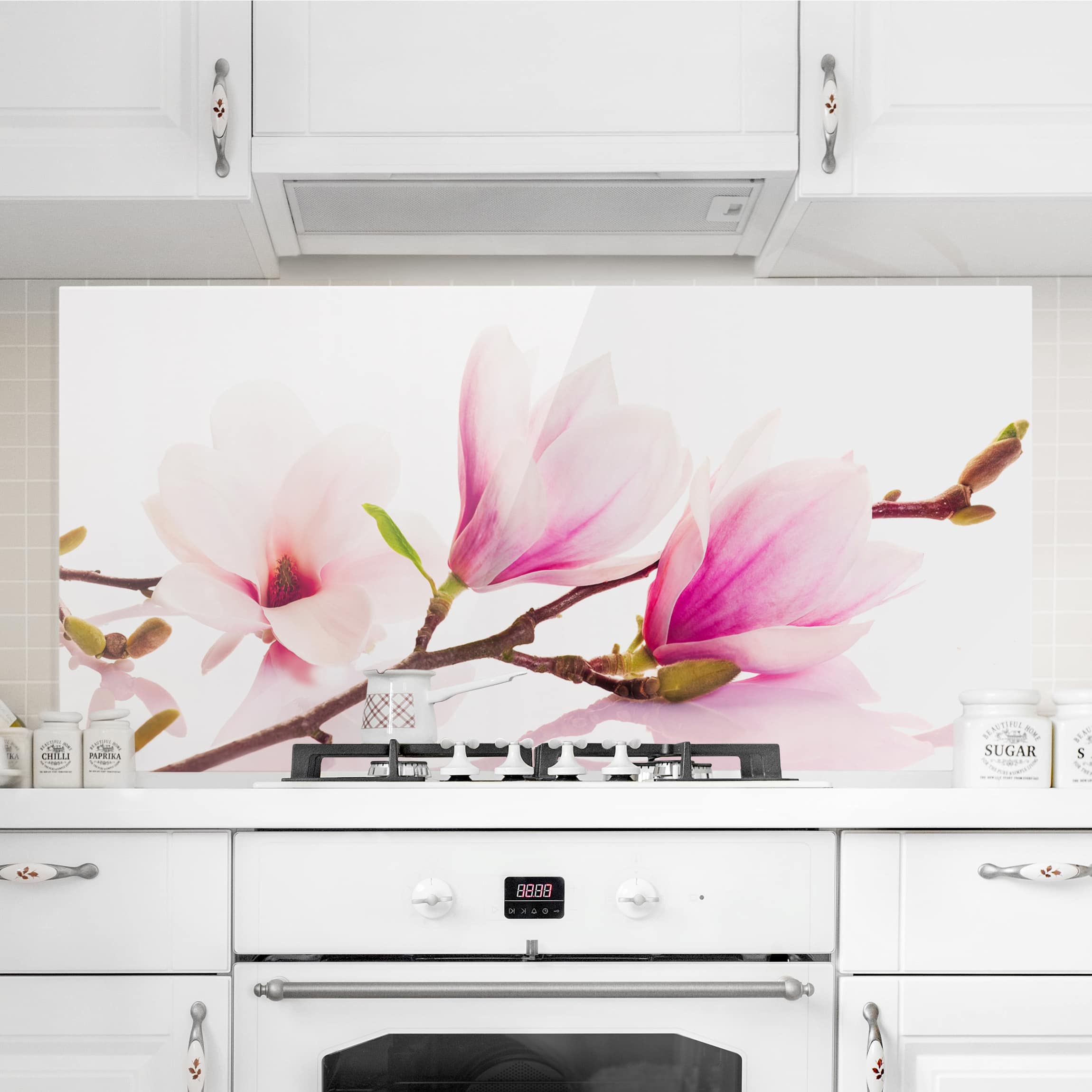 Glas Spritzschutz Zarter Magnolienzweig