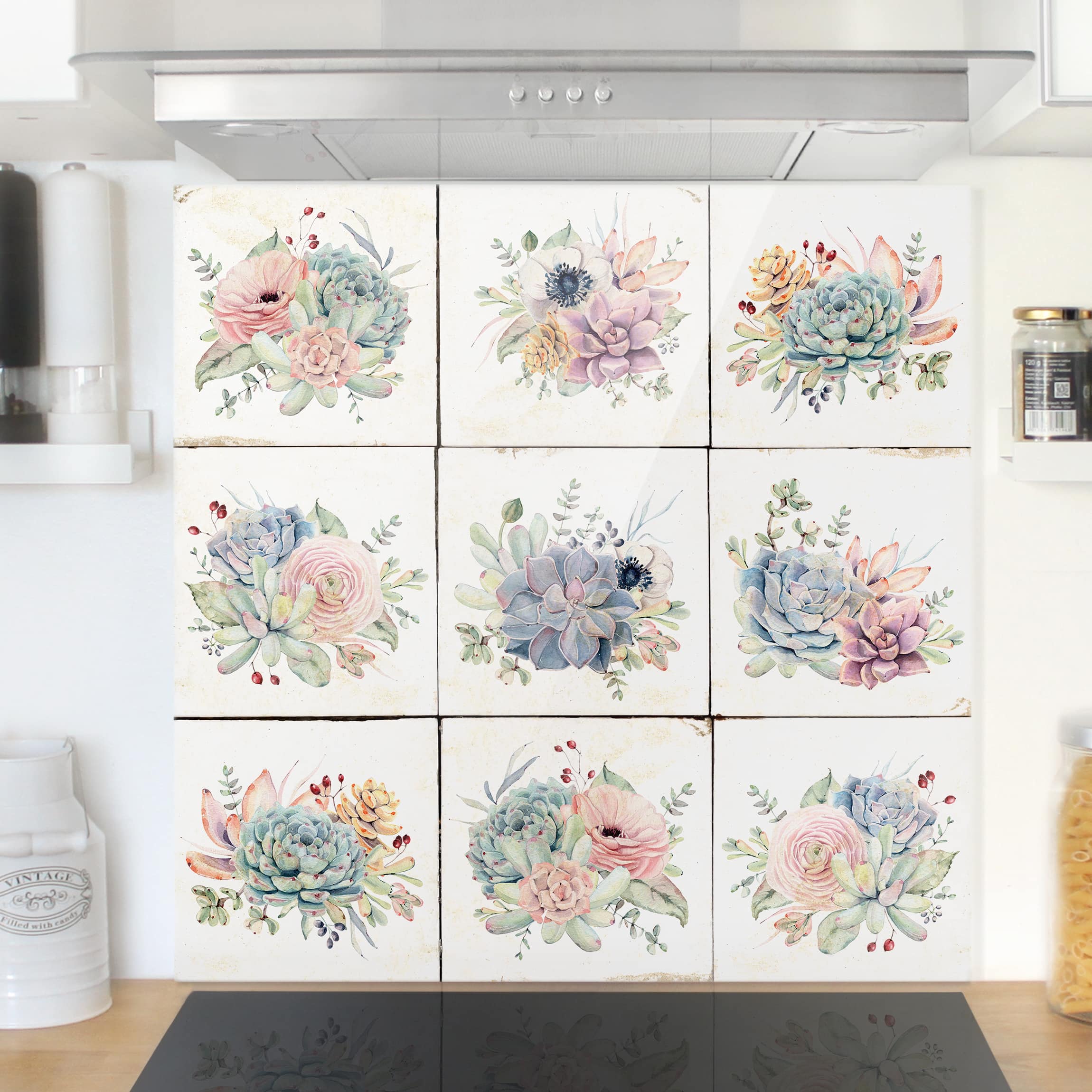 Spritzschutz Aquarell Blumen Landhaus