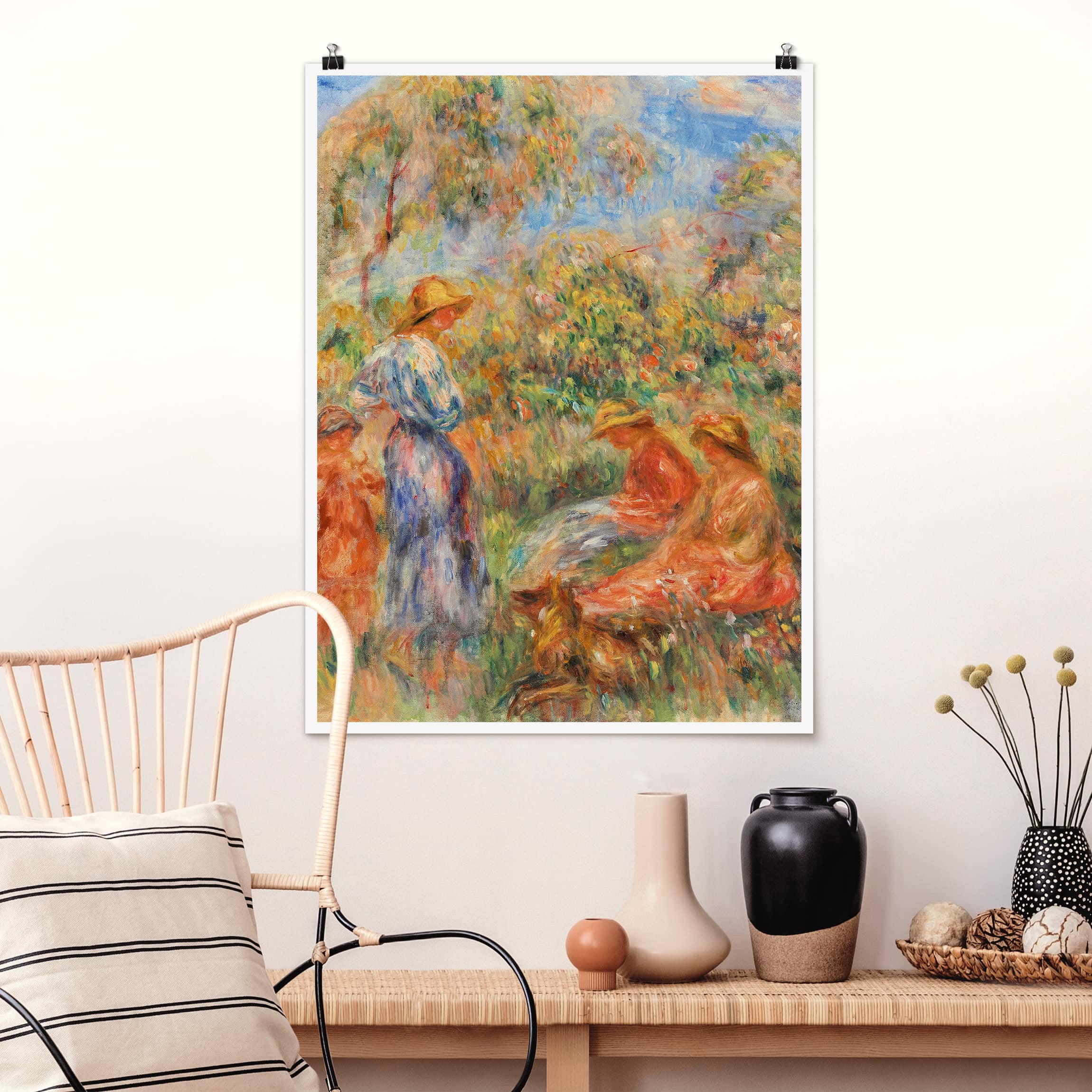 Poster Kunstdruck Auguste Renoir - Landschaft mit Frauen und Kind