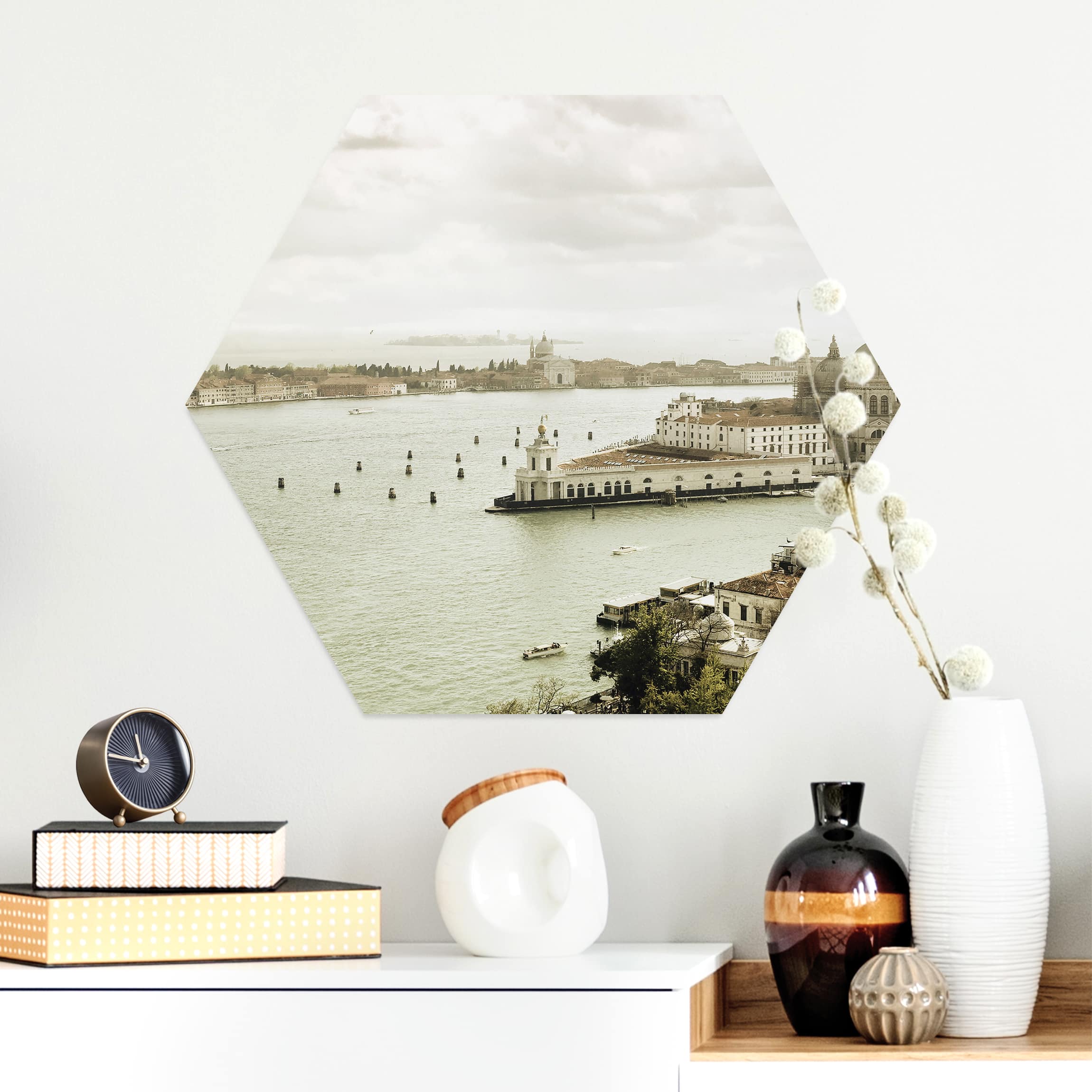 Hexagon-Alu-Dibond Bild Lagune von Venedig