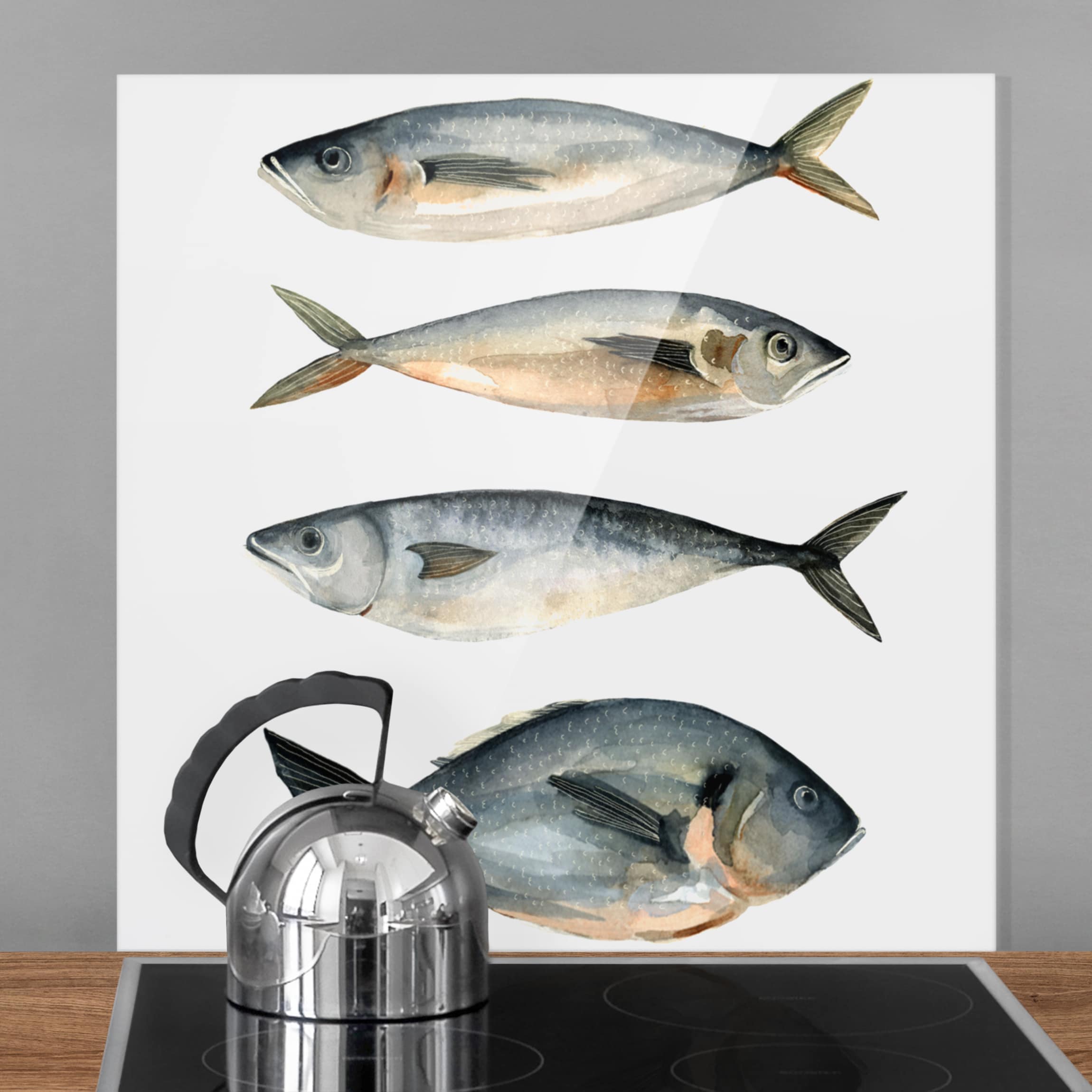Spritzschutz Vier Fische in Aquarell I