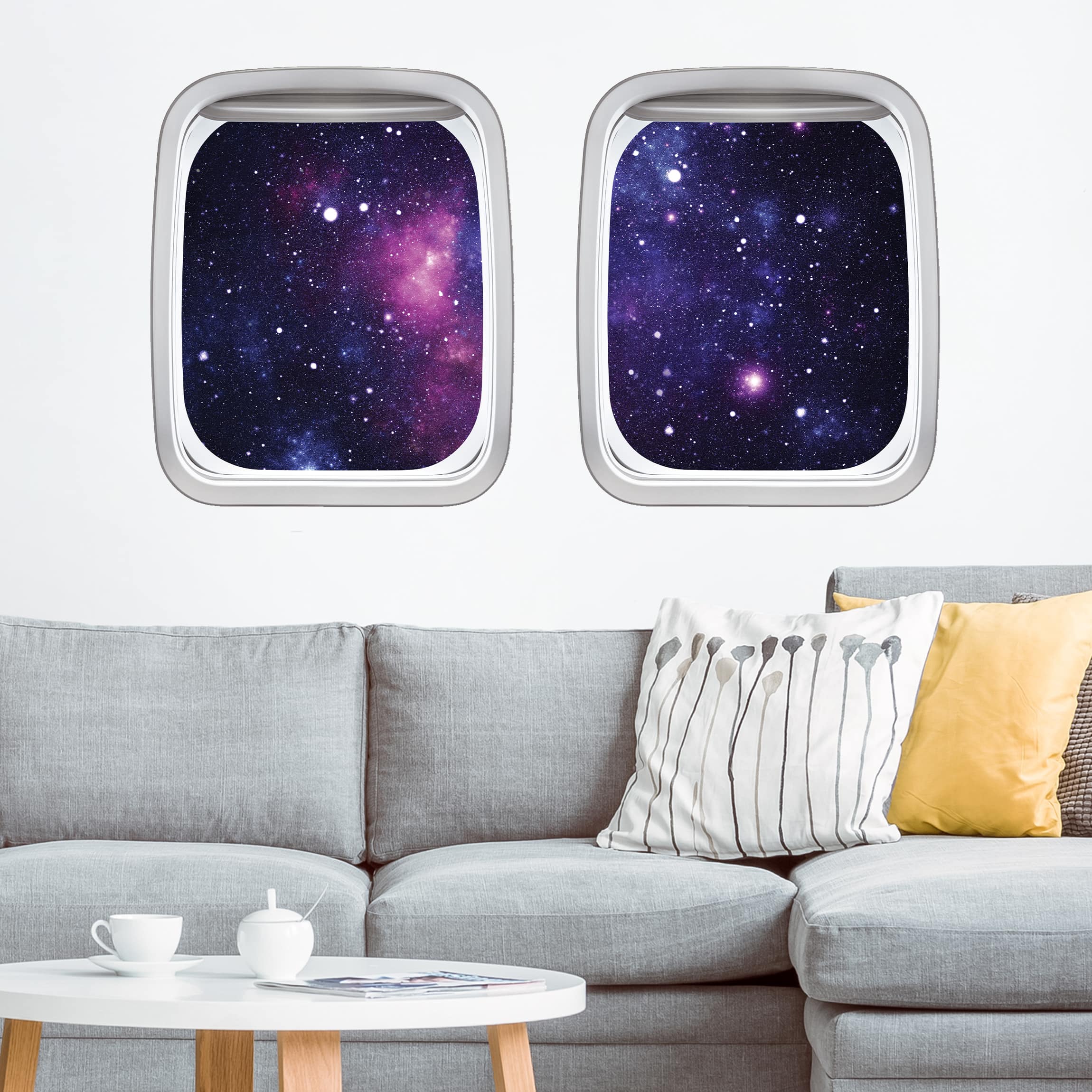 Wandtattoo Doppelfenster Flugzeug Galaxie