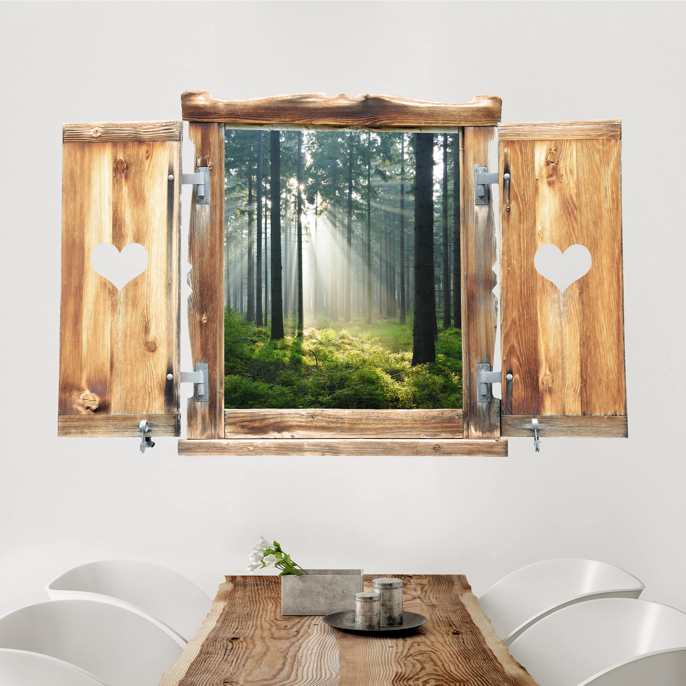 Wandtattoo Fenster mit Herz Enlightened Forest