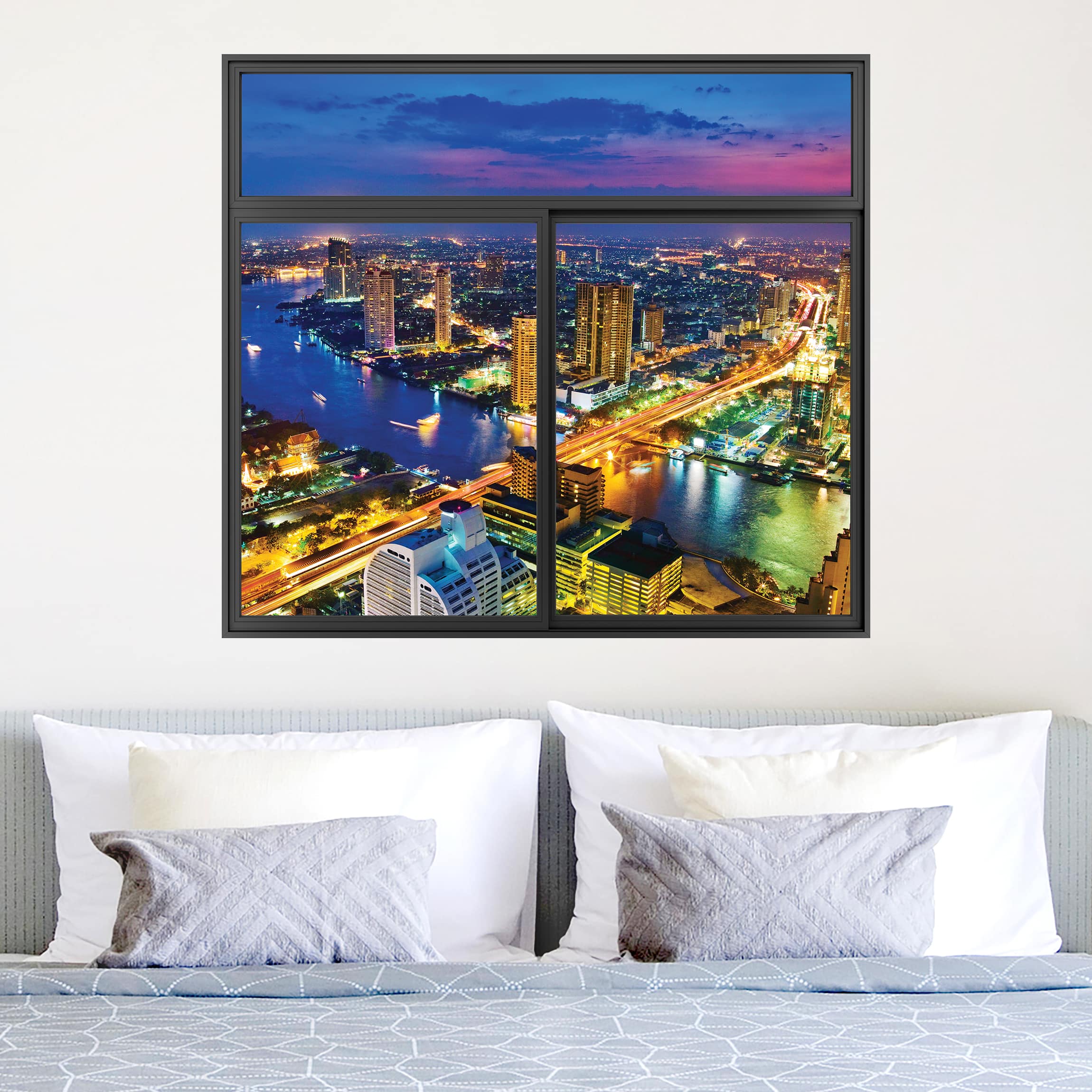 Wandtattoo Fenster Schwarz Skyline