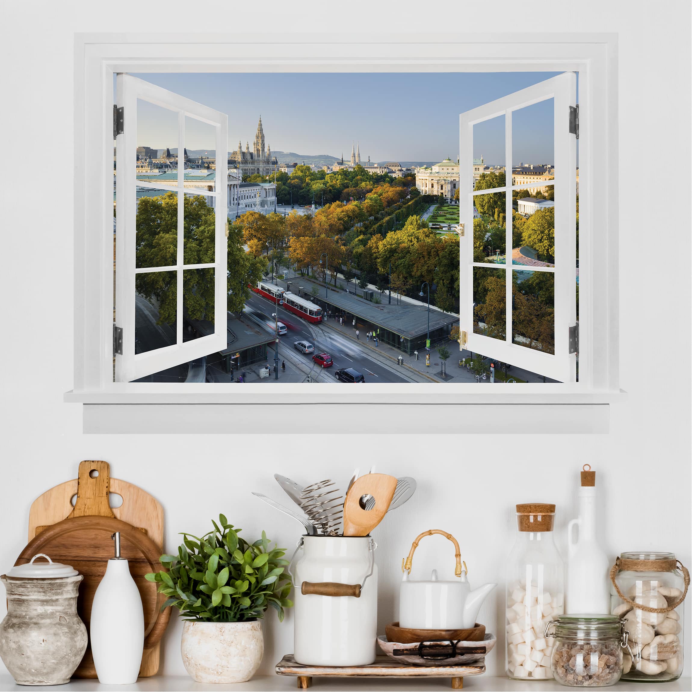 Wandtattoo Offenes Fenster Blick über Wien