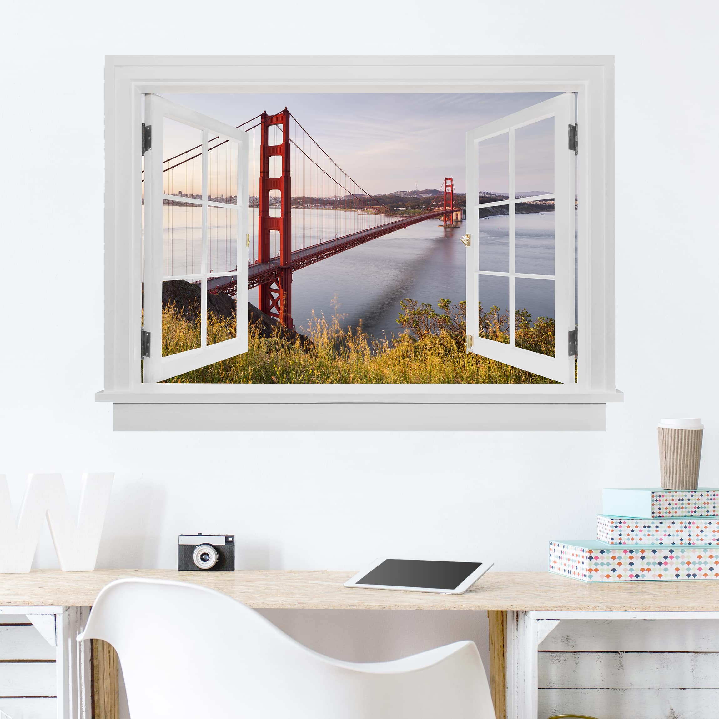 Wandtattoo Offenes Fenster Golden Gate Bridge in San Francisco