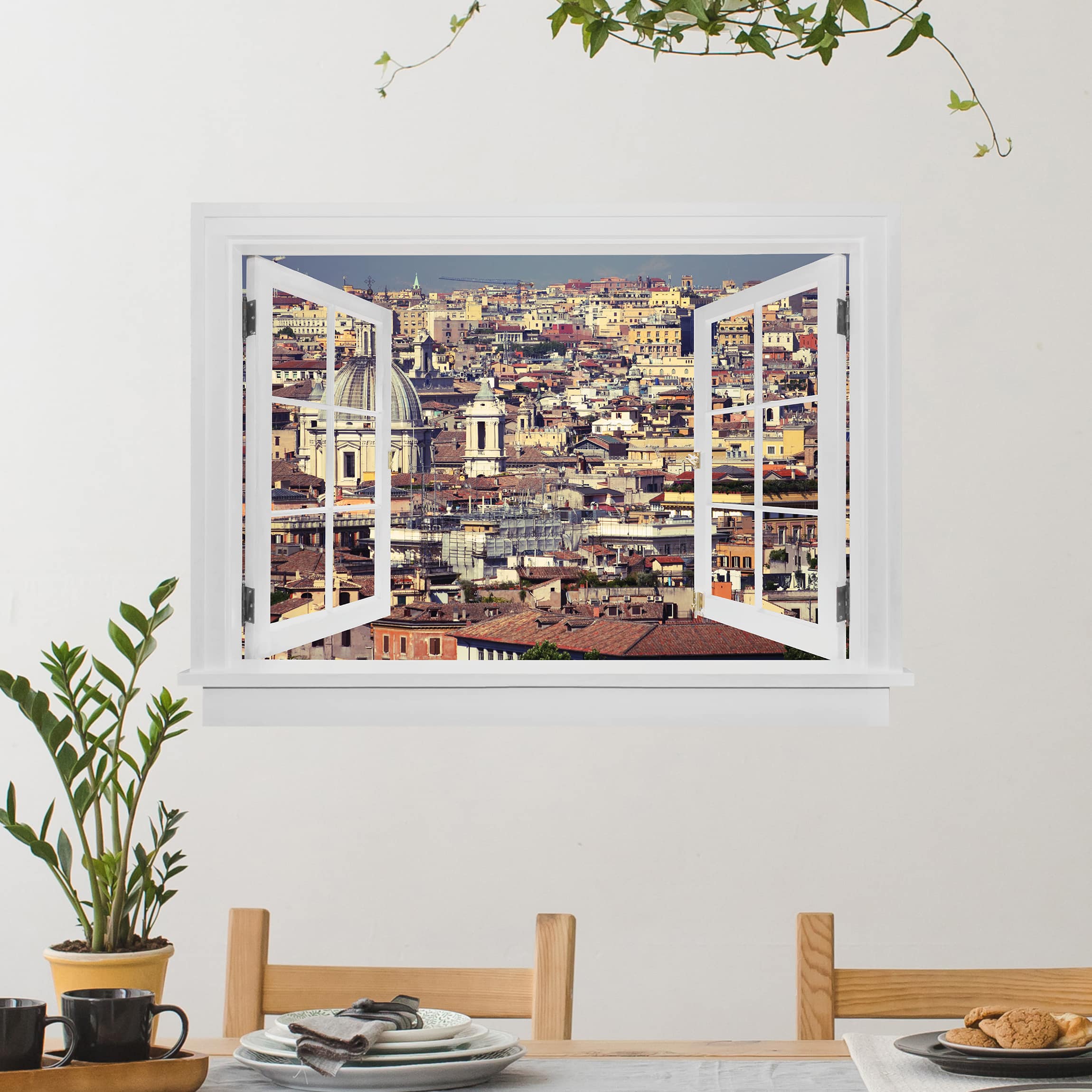 Wandtattoo Offenes Fenster Rome Rooftops