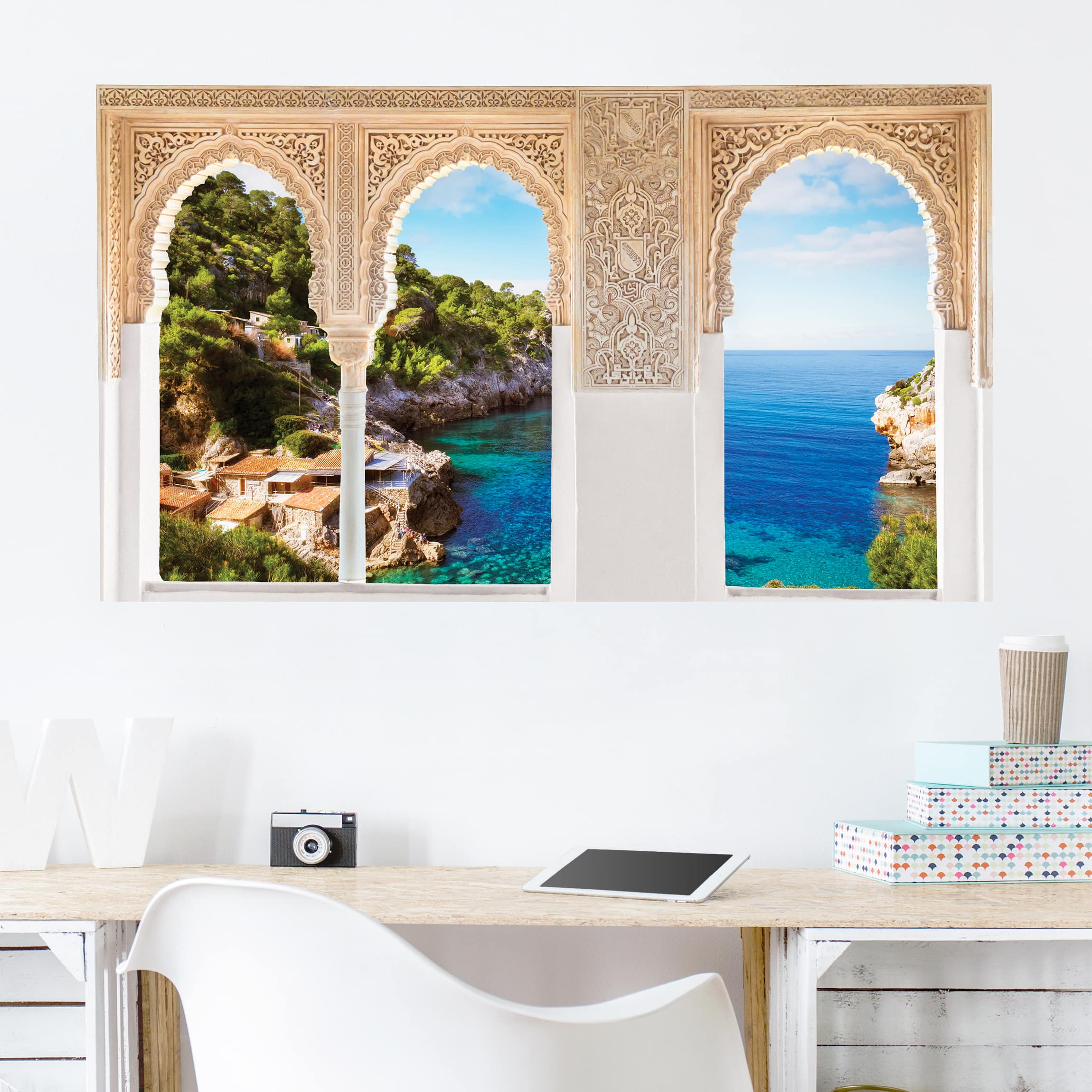 Wandtattoo Verzierte Fenster Cala de Deia in Mallorca