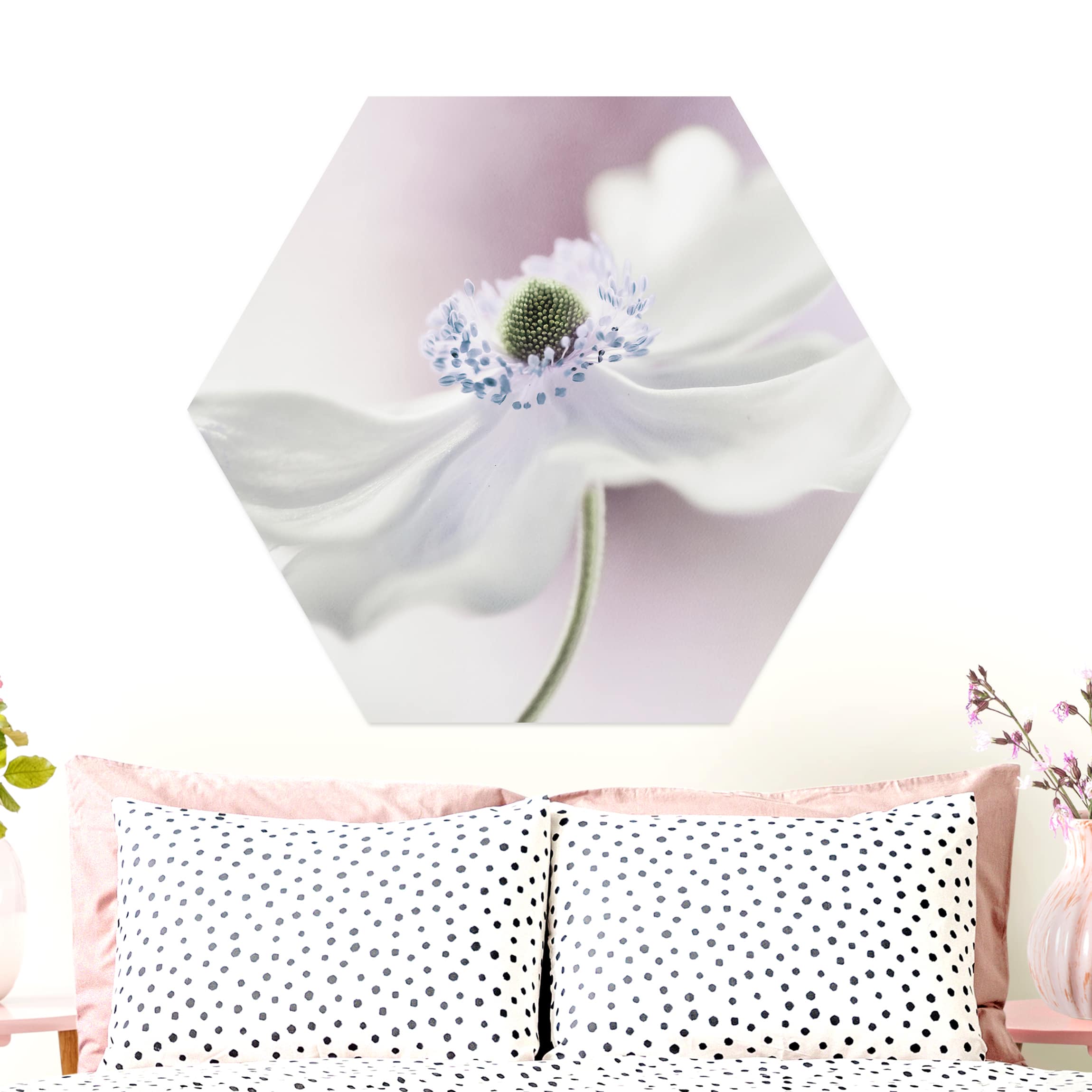 Hexagon-Alu-Dibond Bild Anemonenbrise
