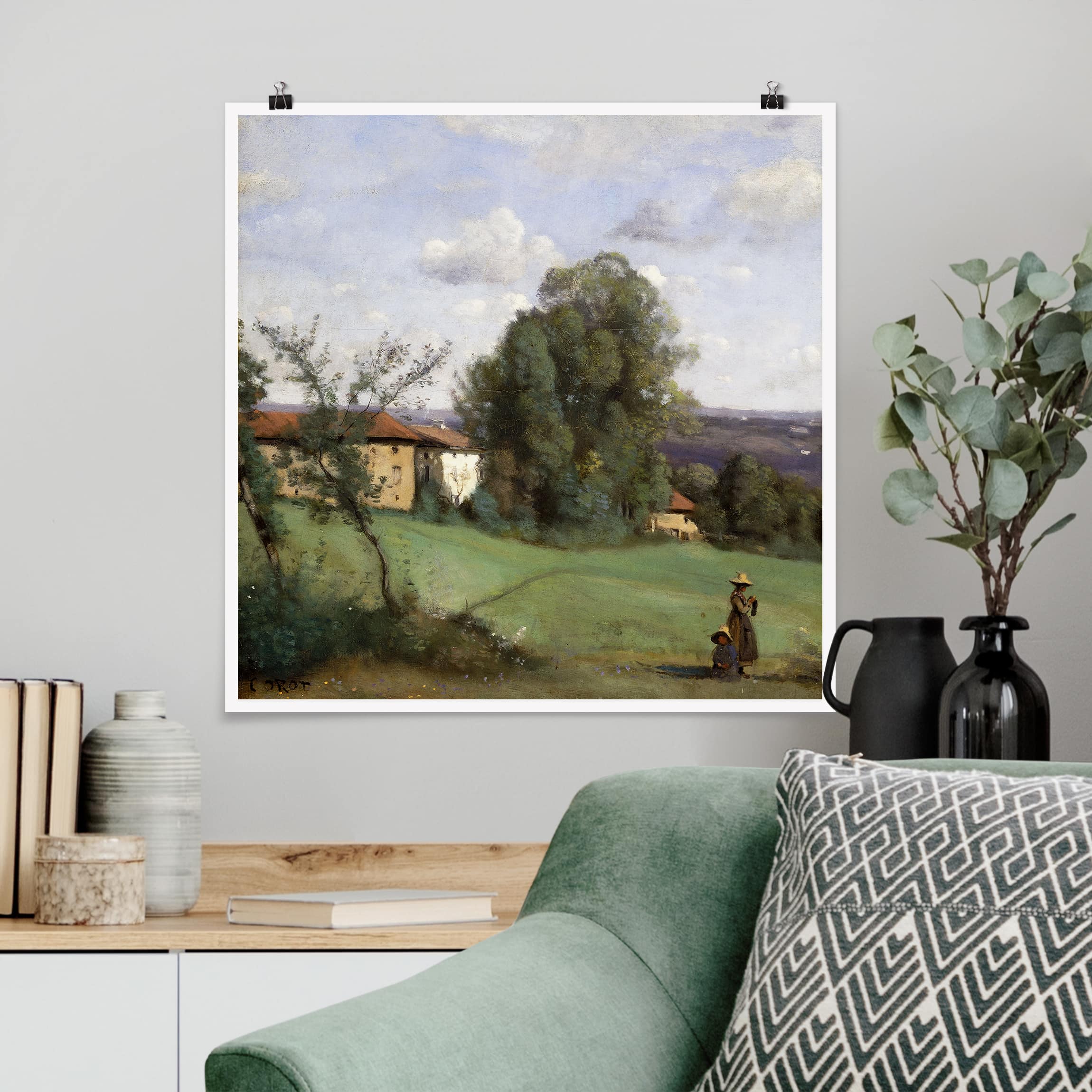Poster Jean-Baptiste Camille Corot - Ein Bauernhof