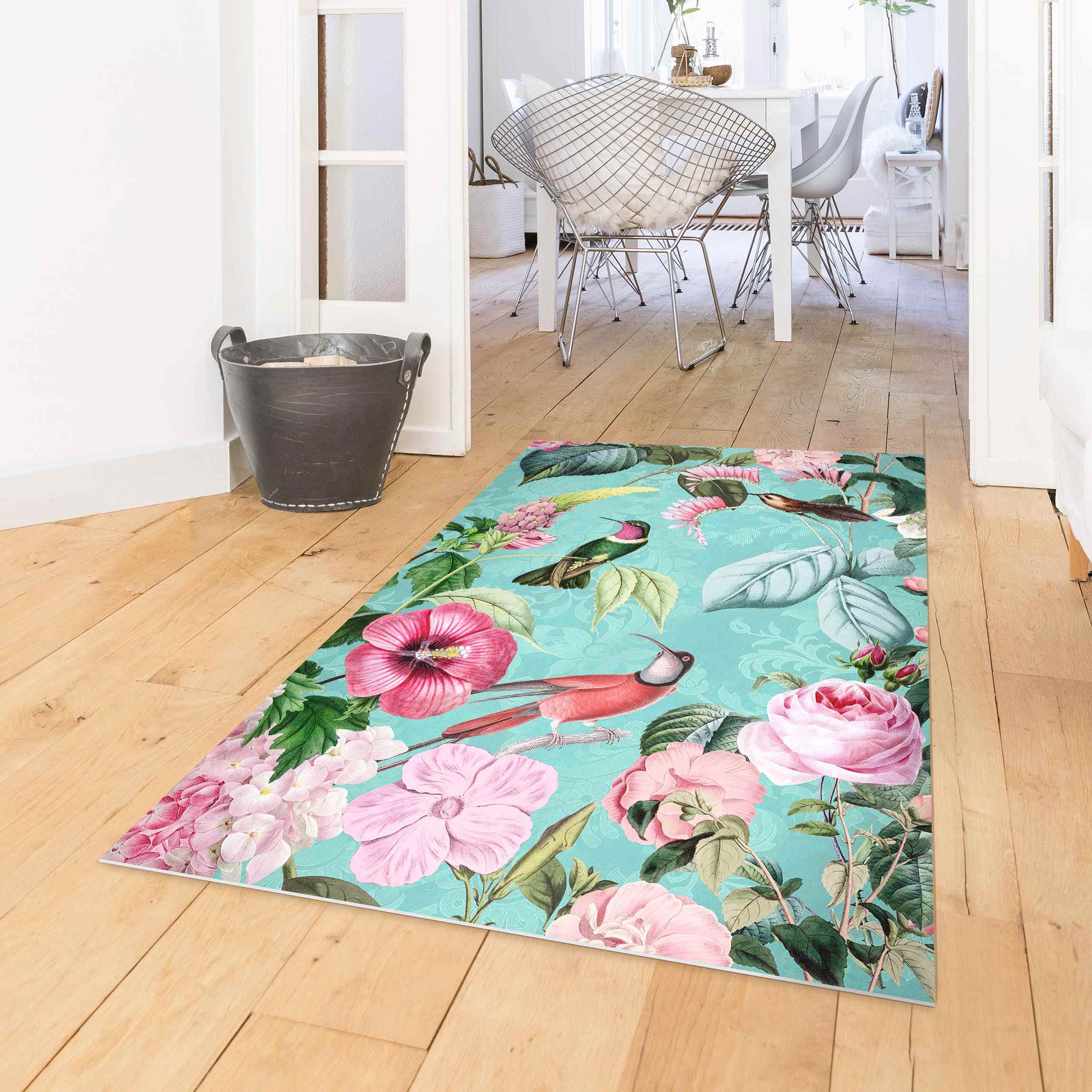 Vinylteppich Vintage Collage - Kolibris im Paradies