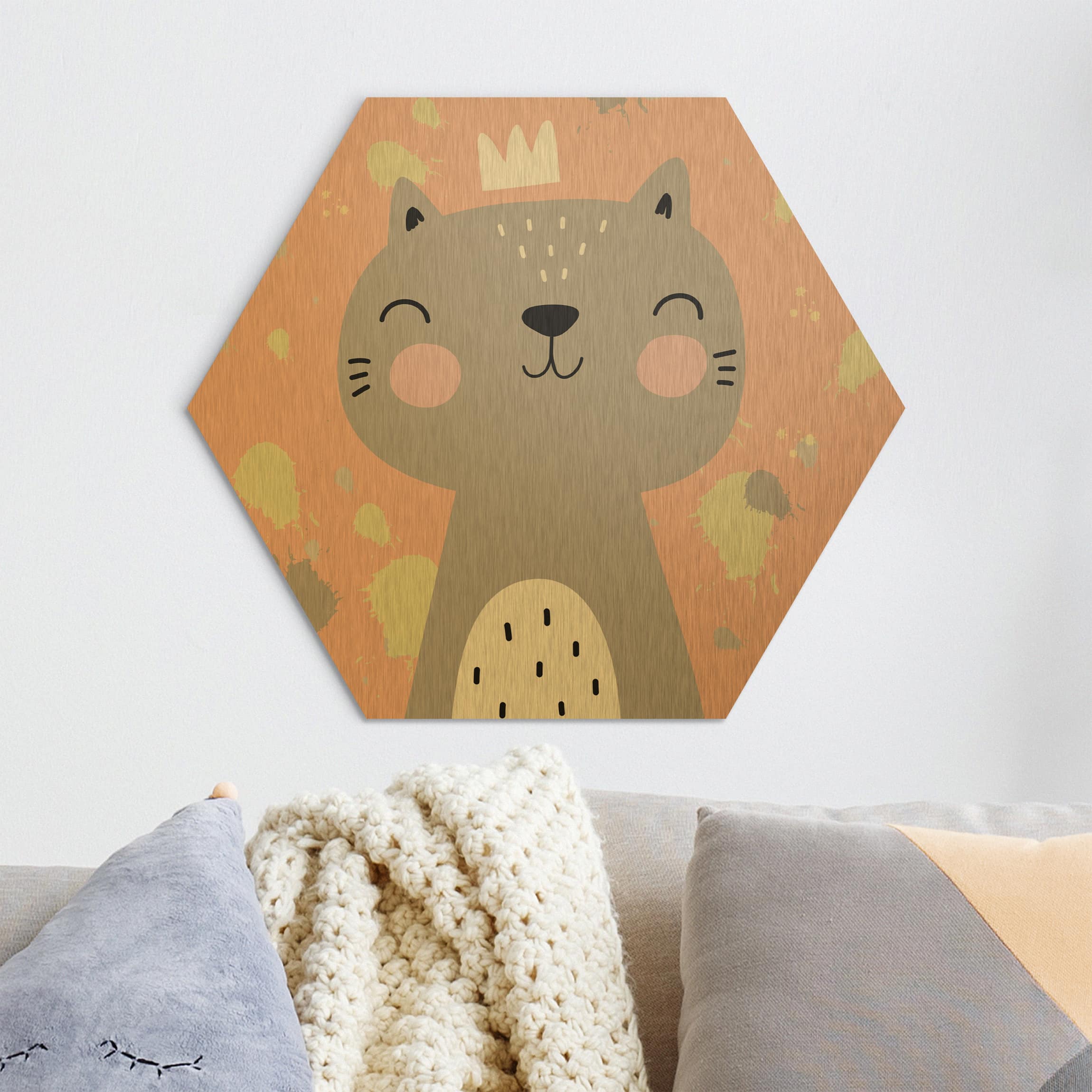 Hexagon-Alu-Dibond Bild Freche Katze