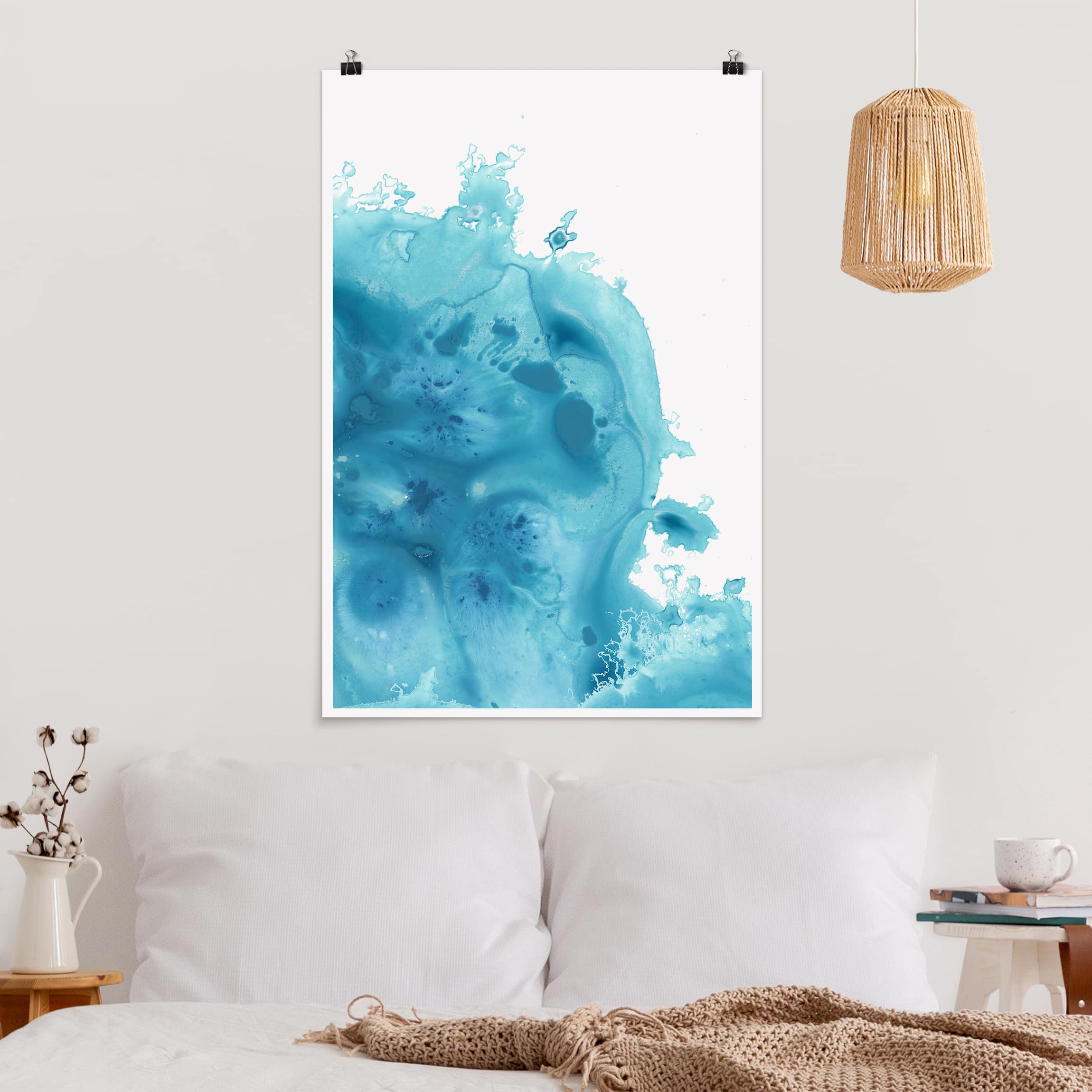 Poster - Hochformat Welle Aquarell Türkis IV