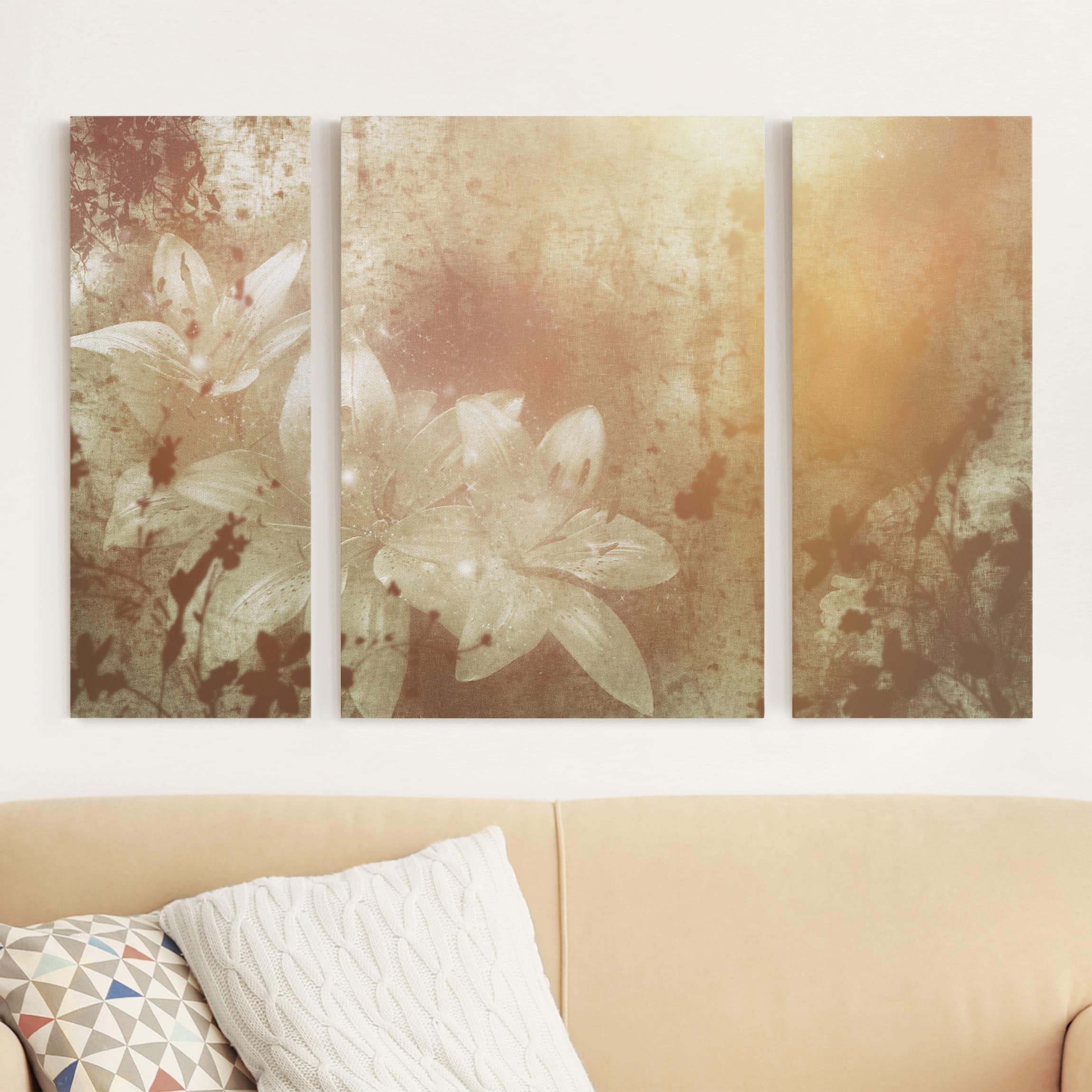 3-teiliges Leinwandbild Blumen Lilith