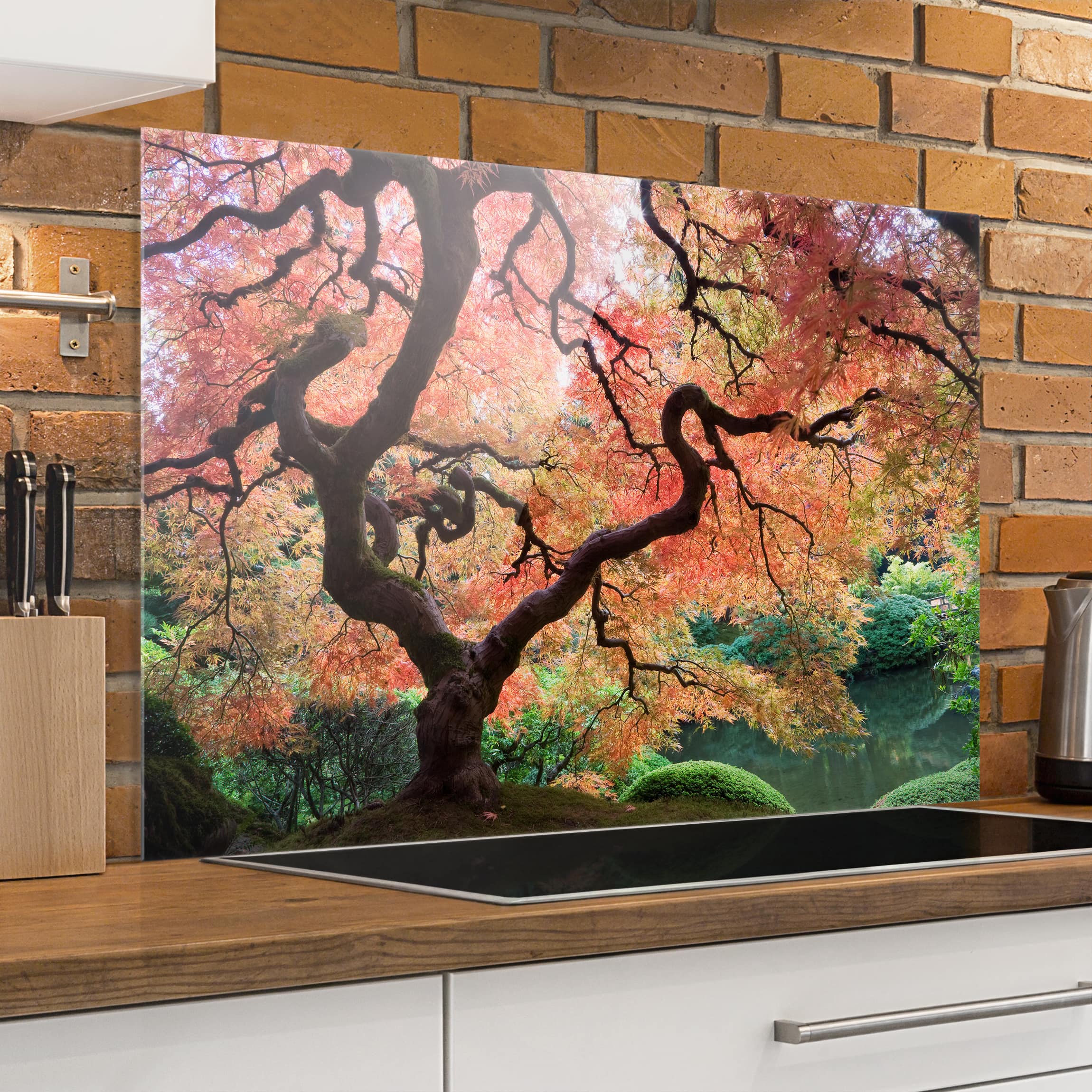 Glas Spritzschutz - Querformat 3:2 Japanischer Garten