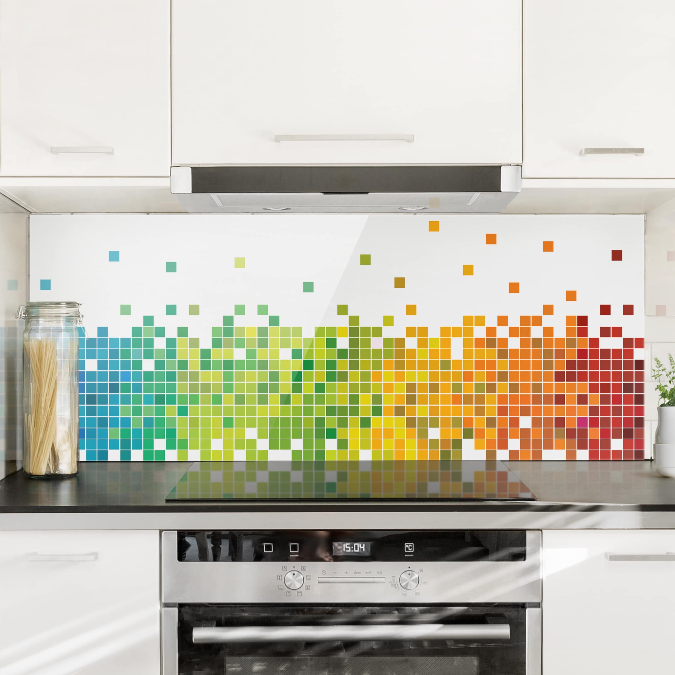 Glas Spritzschutz Pixel-Regenbogen