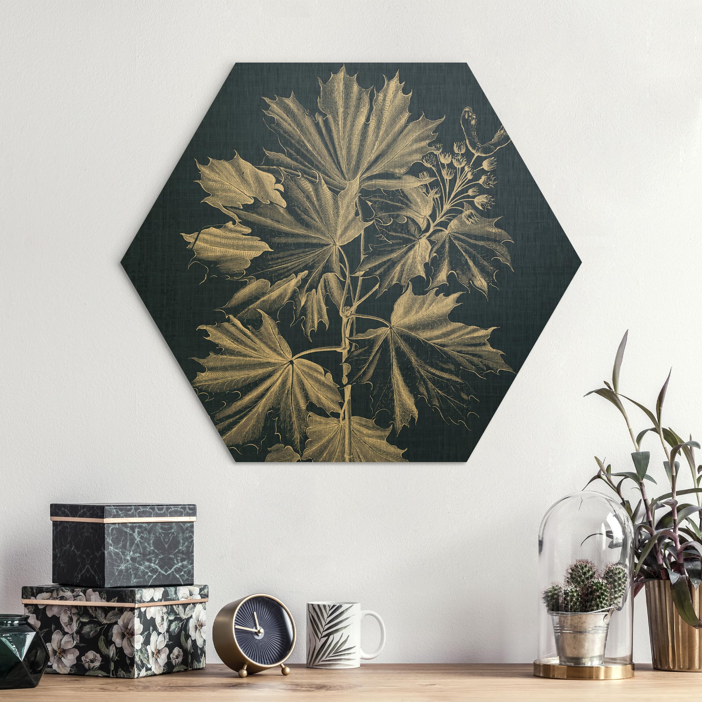 Hexagon-Alu-Dibond Bild Denim Pflanzenstudie V