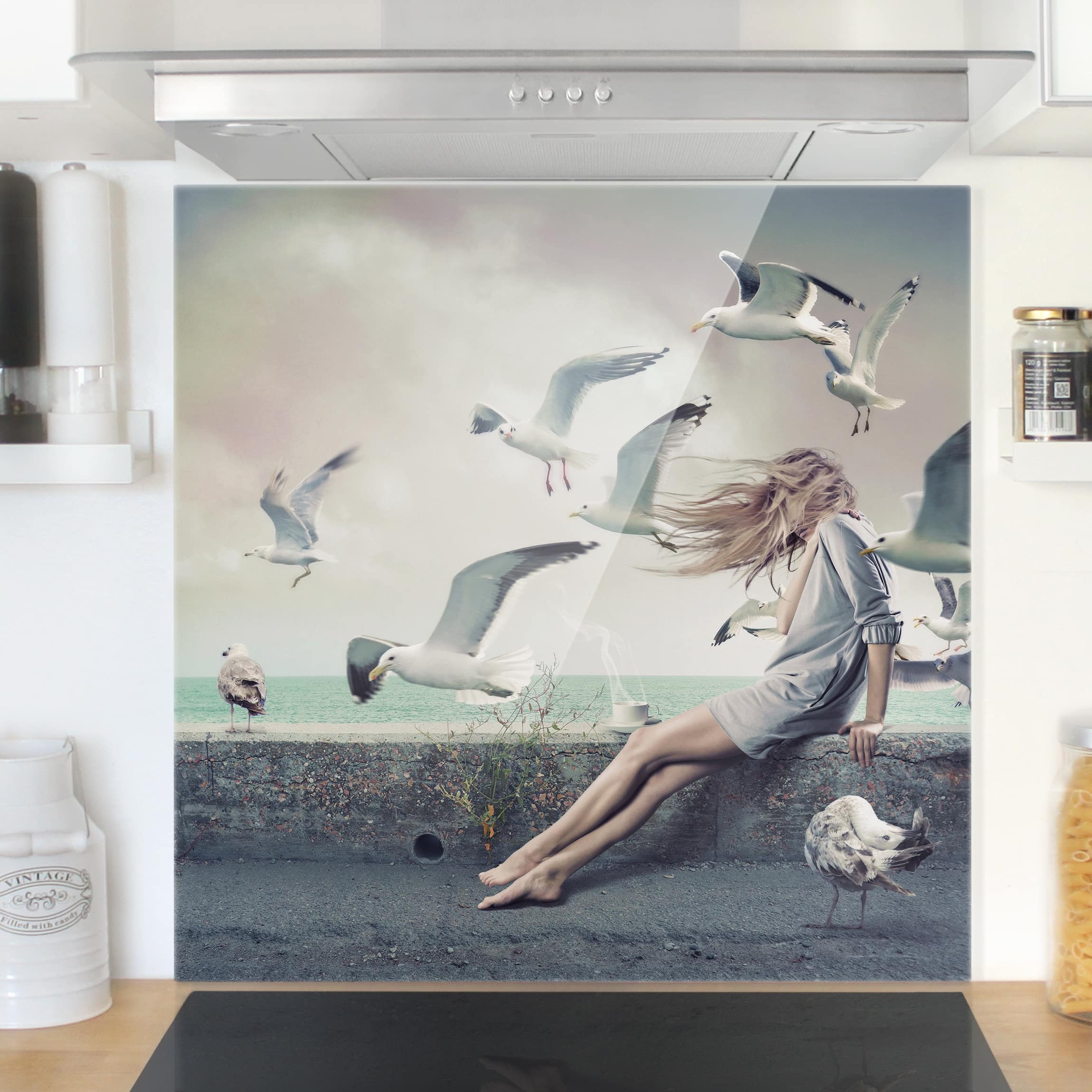 Spritzschutz Kaffee am Meer