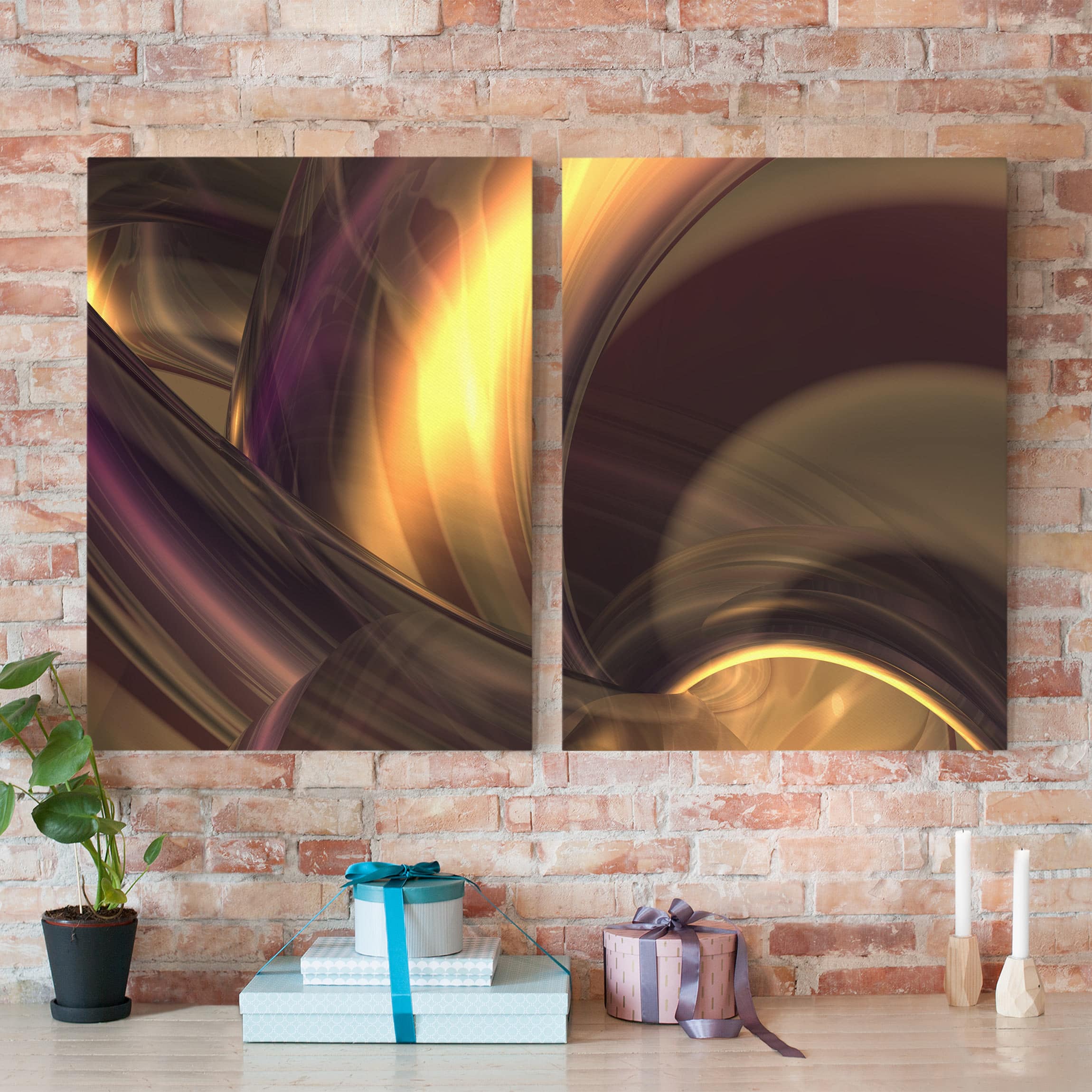 2-teiliges Leinwandbild Abstrakt Enchanted Fire