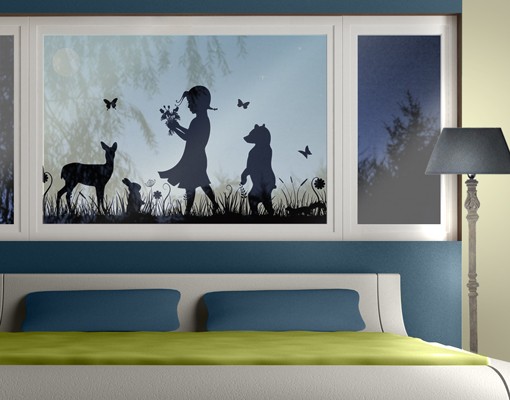 Fensterfolie Blumenmädchen