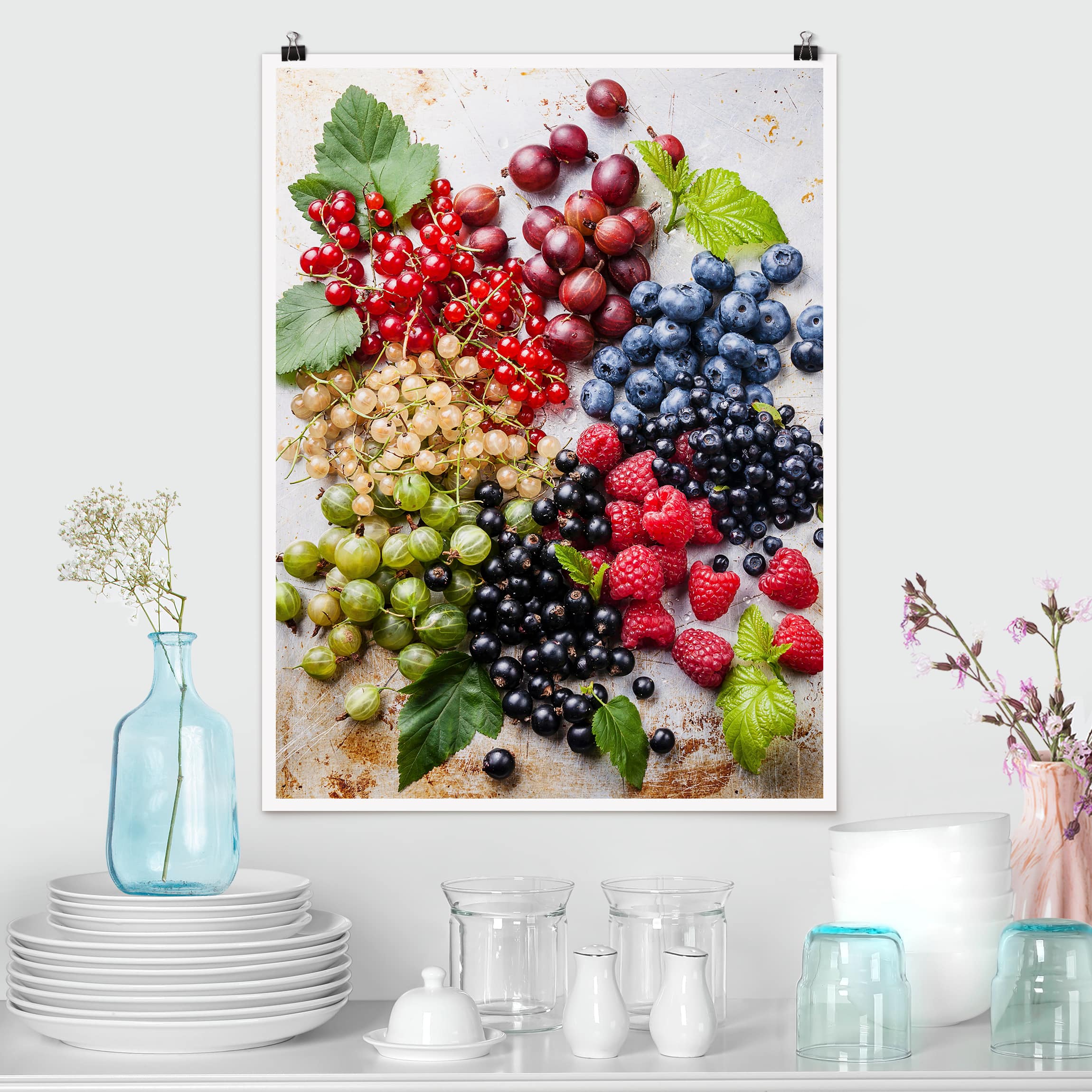 Poster Küche Mischung aus Beeren auf Metall
