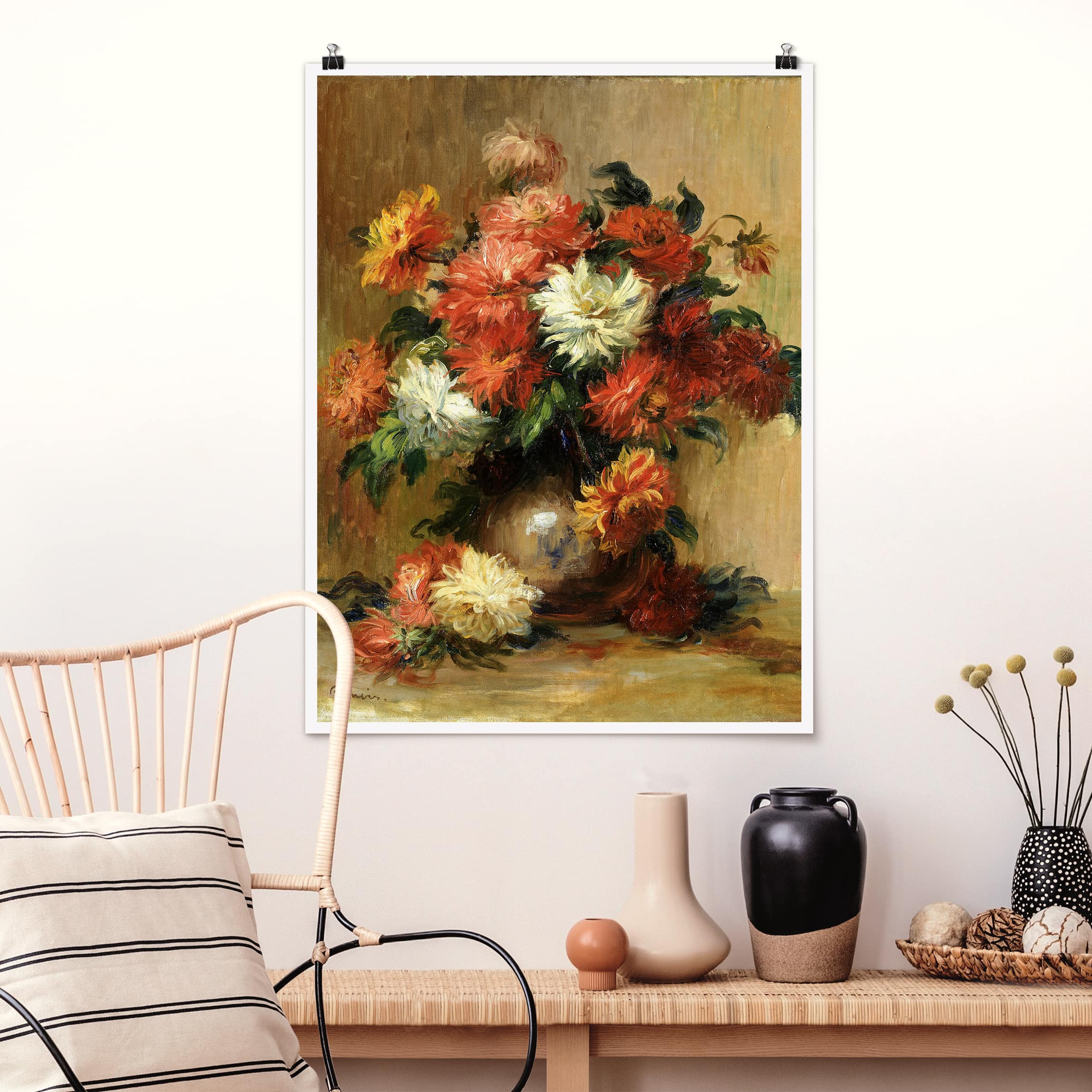 Poster - Hochformat Auguste Renoir - Stillleben mit Dahlien