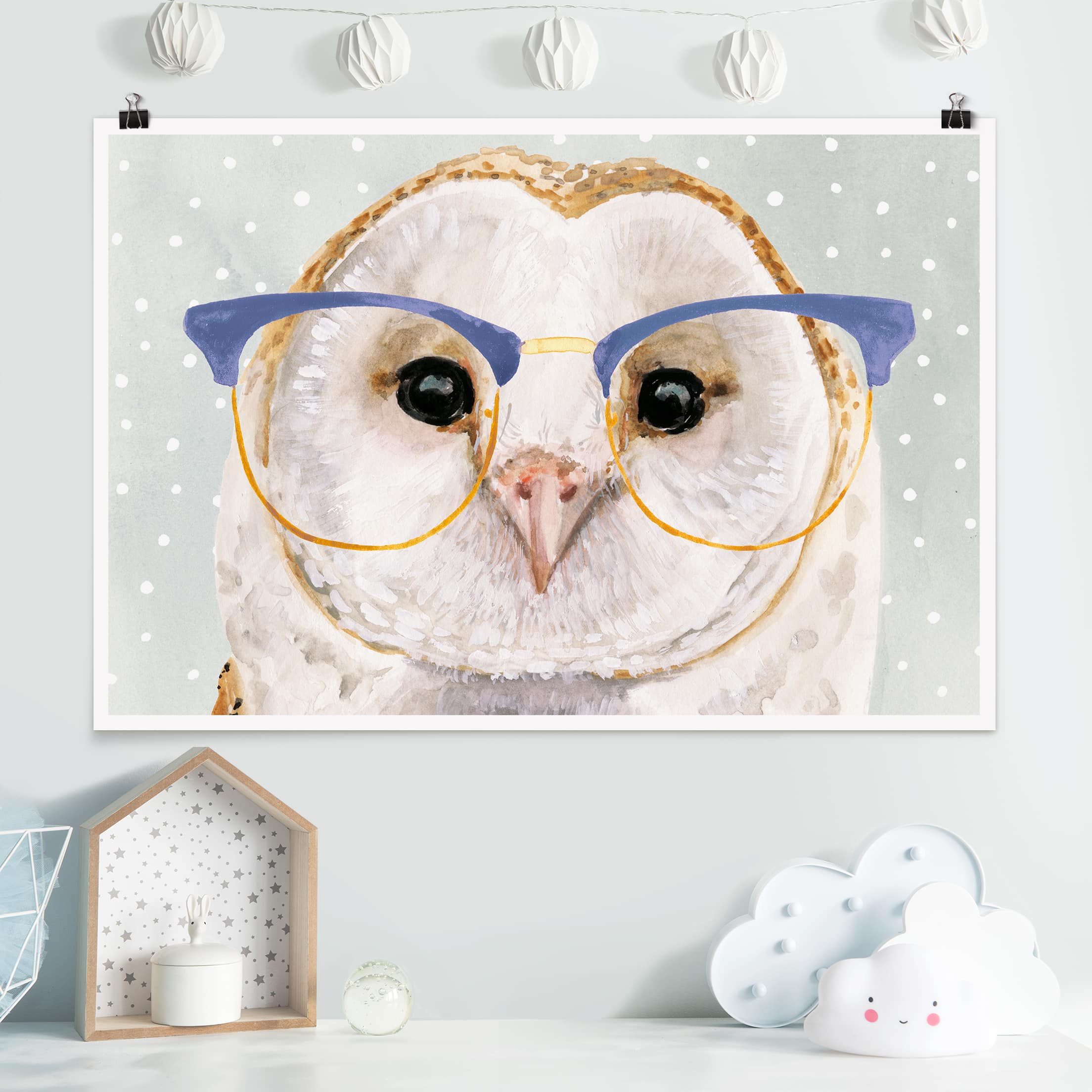 Poster - Querformat Bebrillte Tiere - Eule