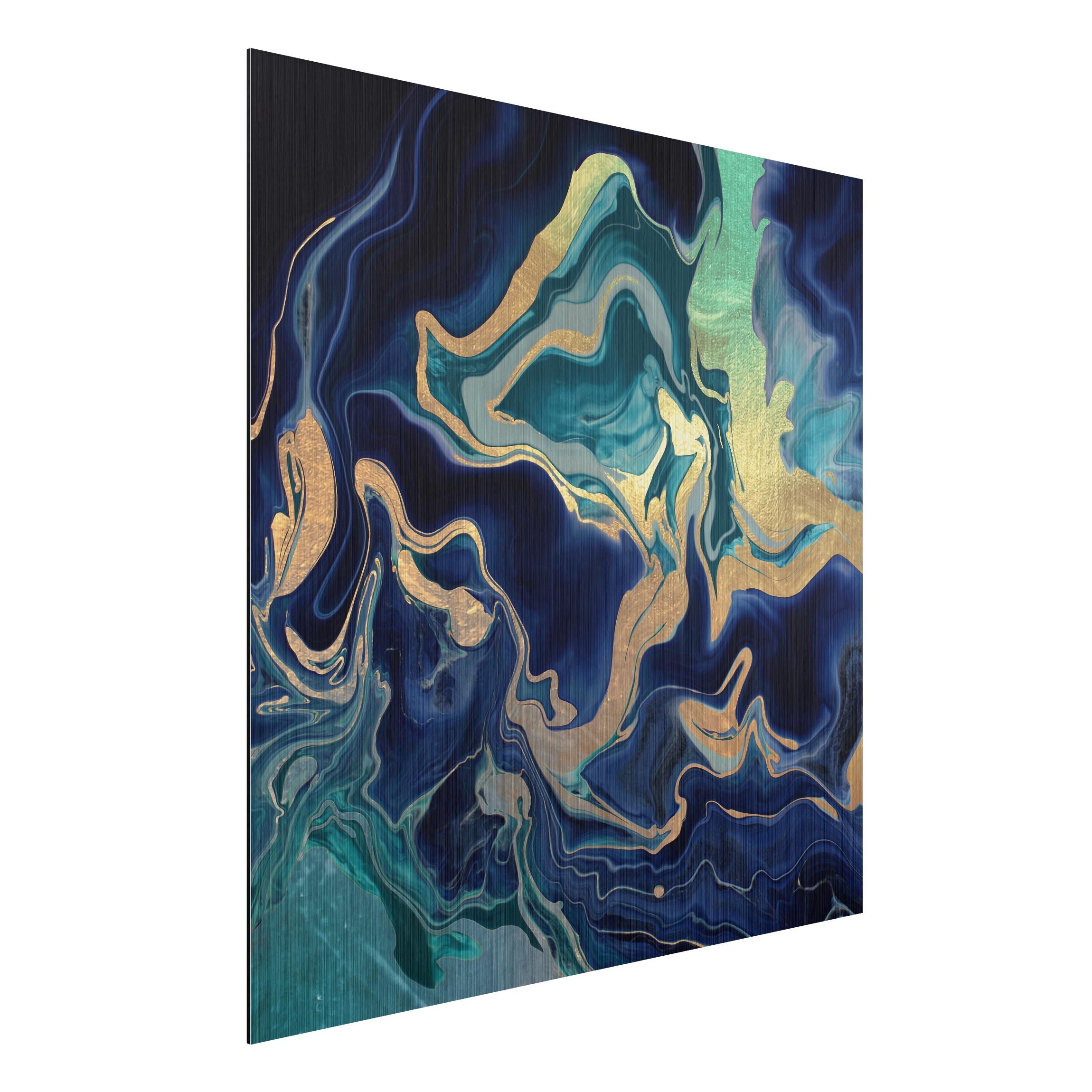 Alu-Dibond Outdoor Bild Spiel der Farben Indigo Feuer