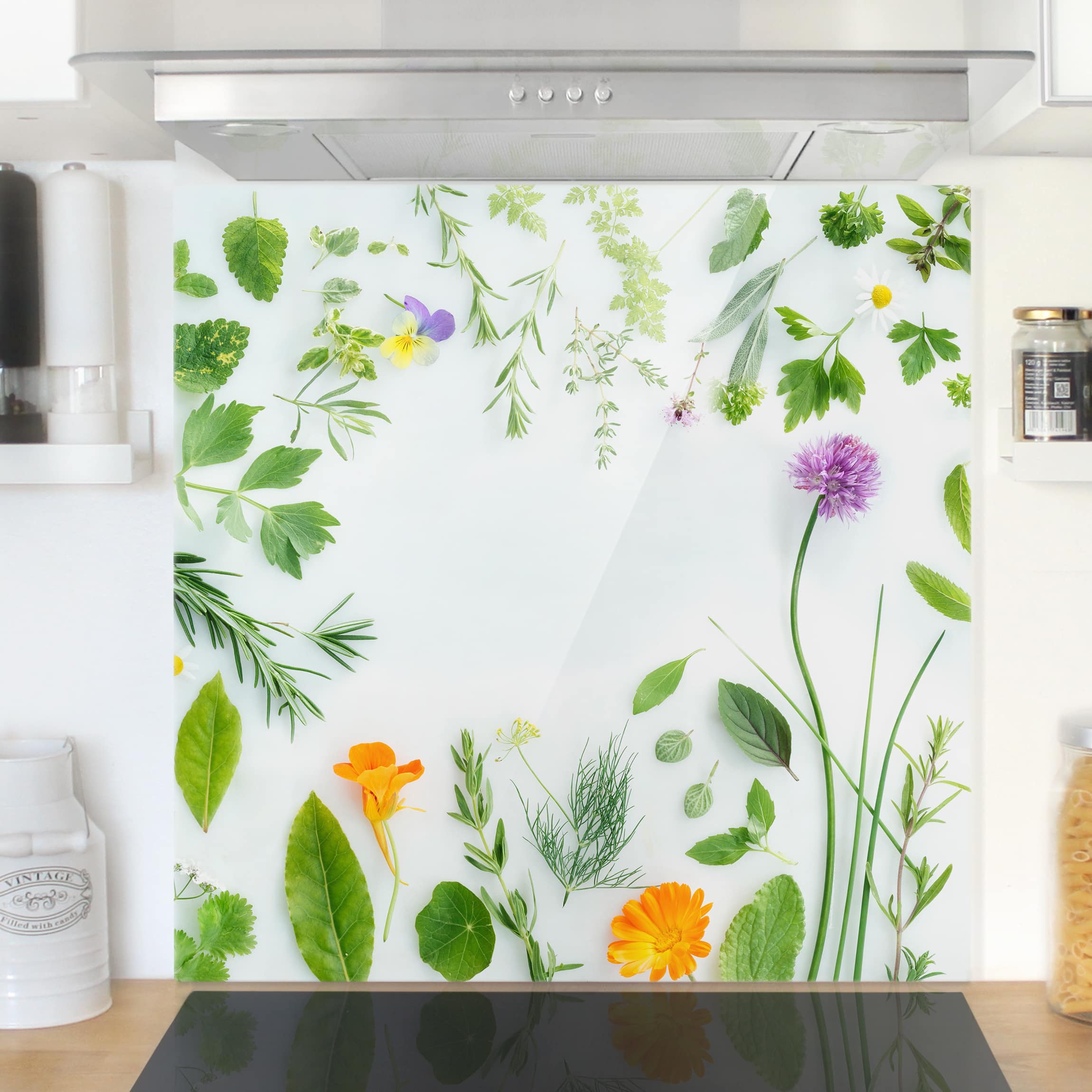 Spritzschutz Kräuter und Blüten