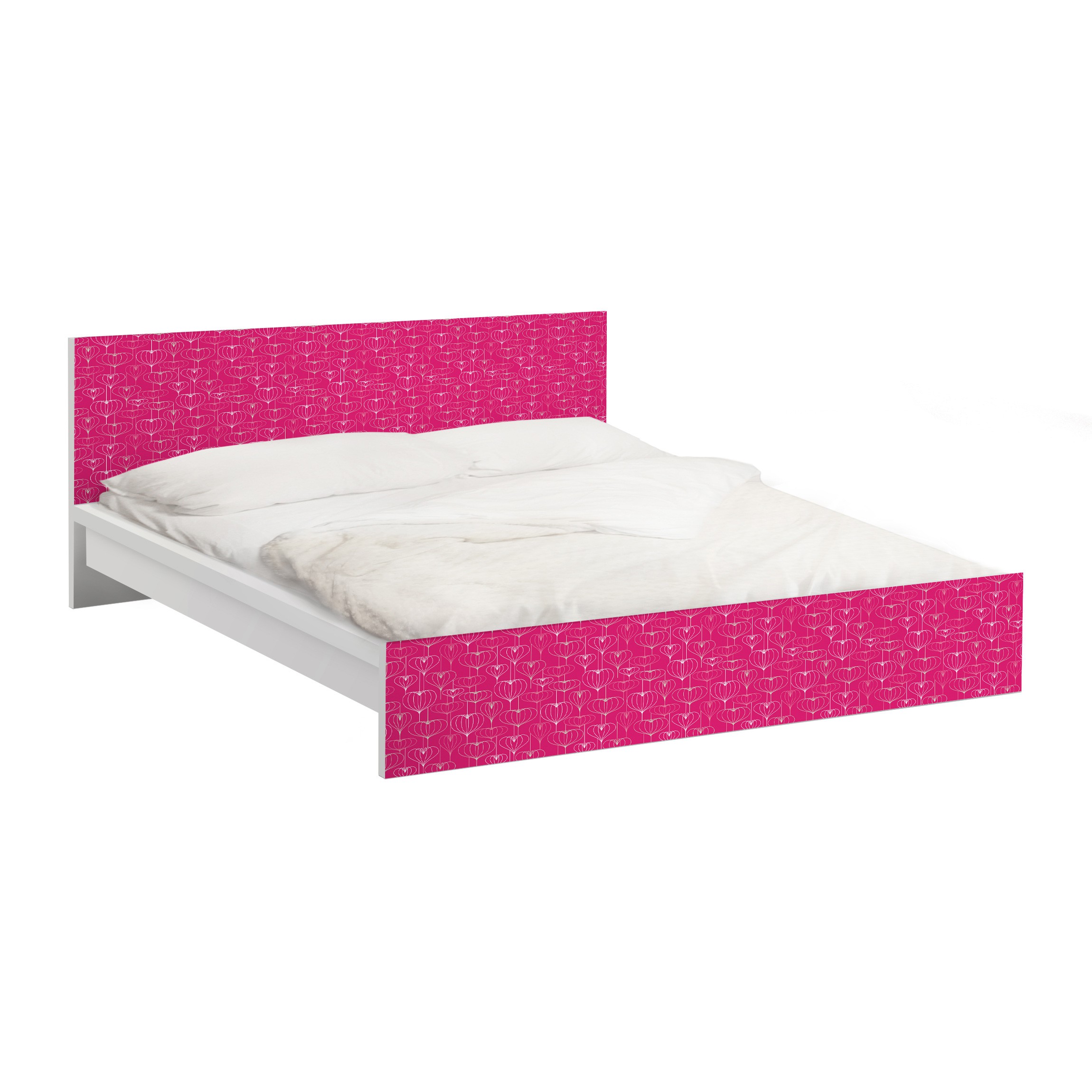 Möbelfolie für IKEA Malm Bett 140 cm Breite Herz Musterdesign