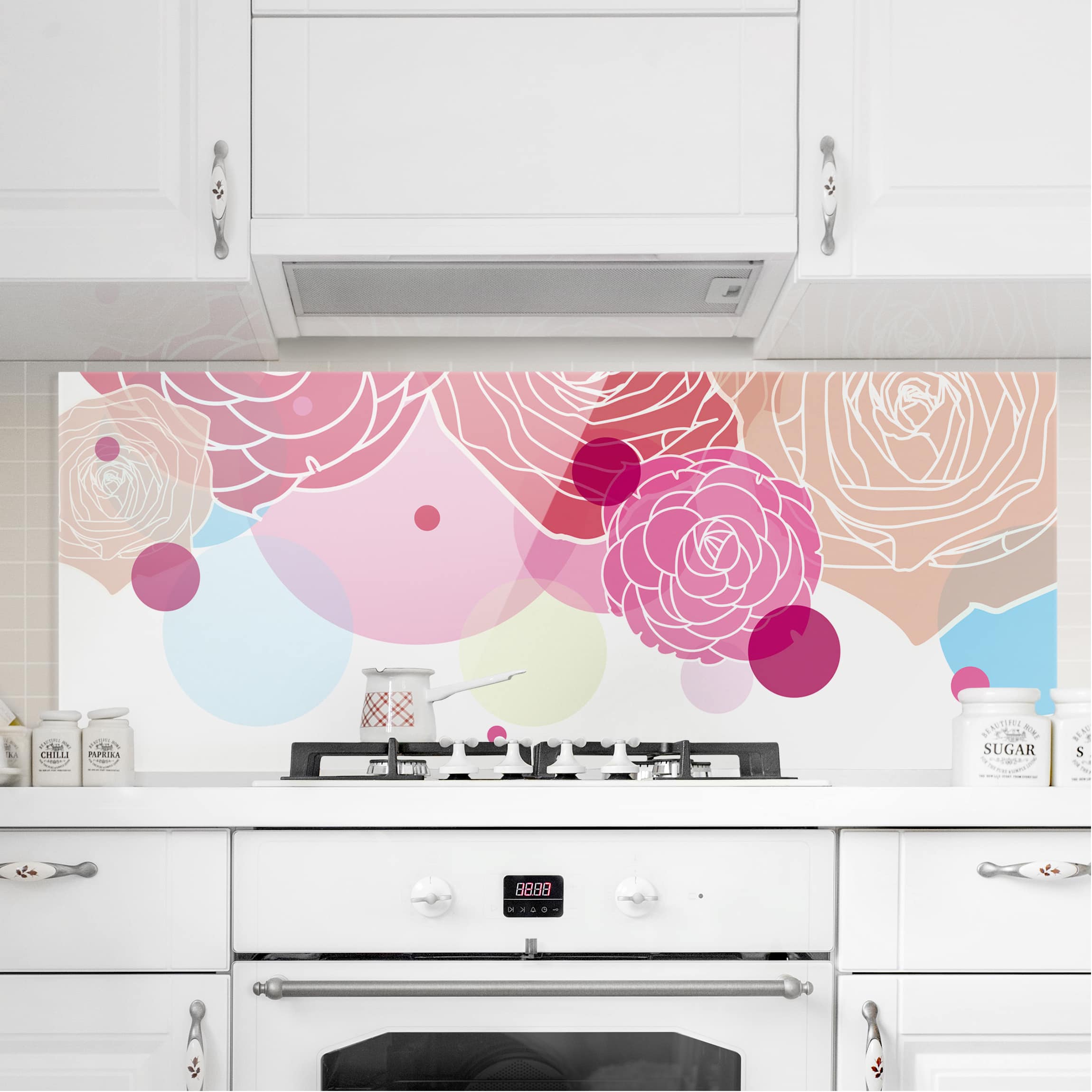 Glas Spritzschutz Roses and Bubbles