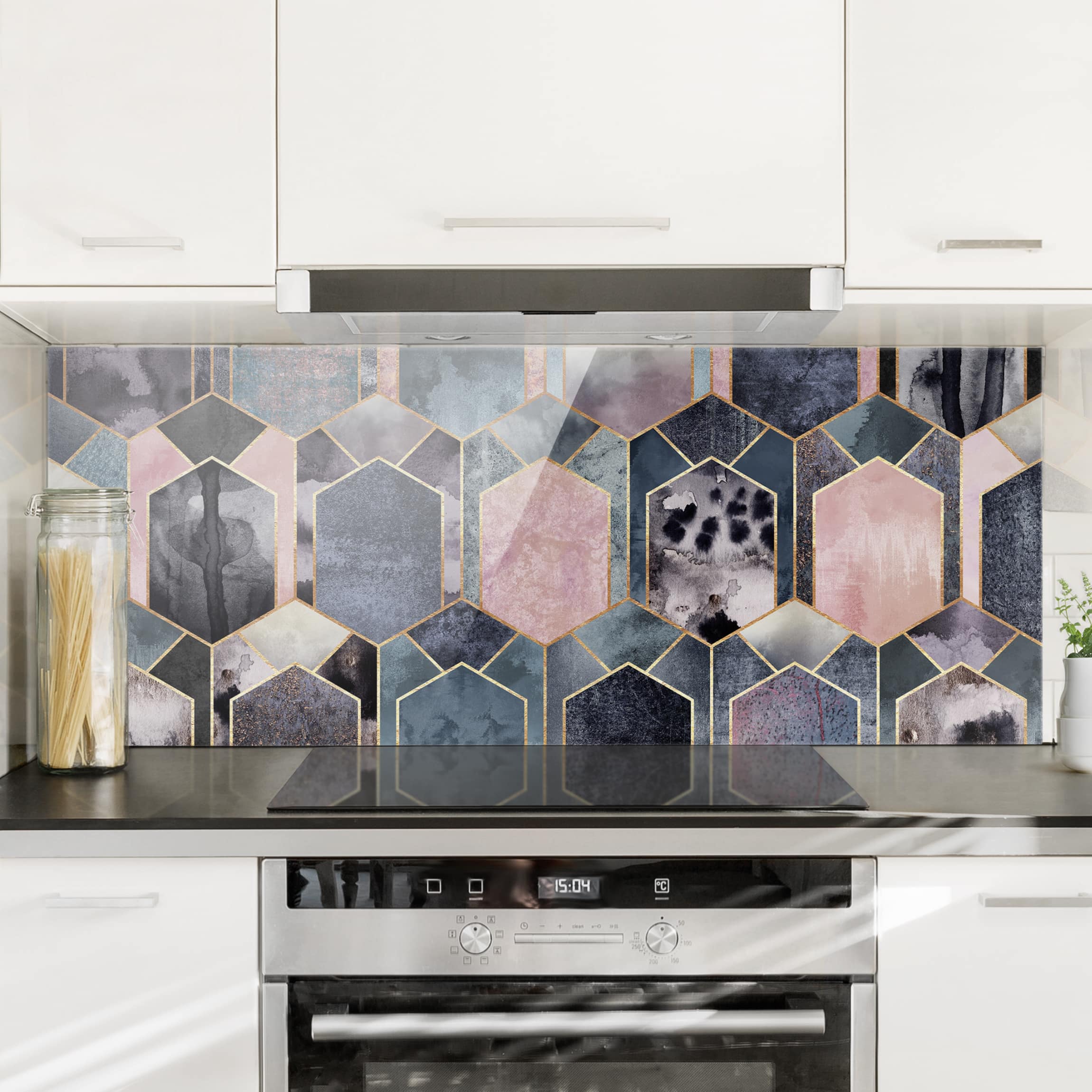 Glas Spritzschutz - Panorama Art Deco Marmor Gold