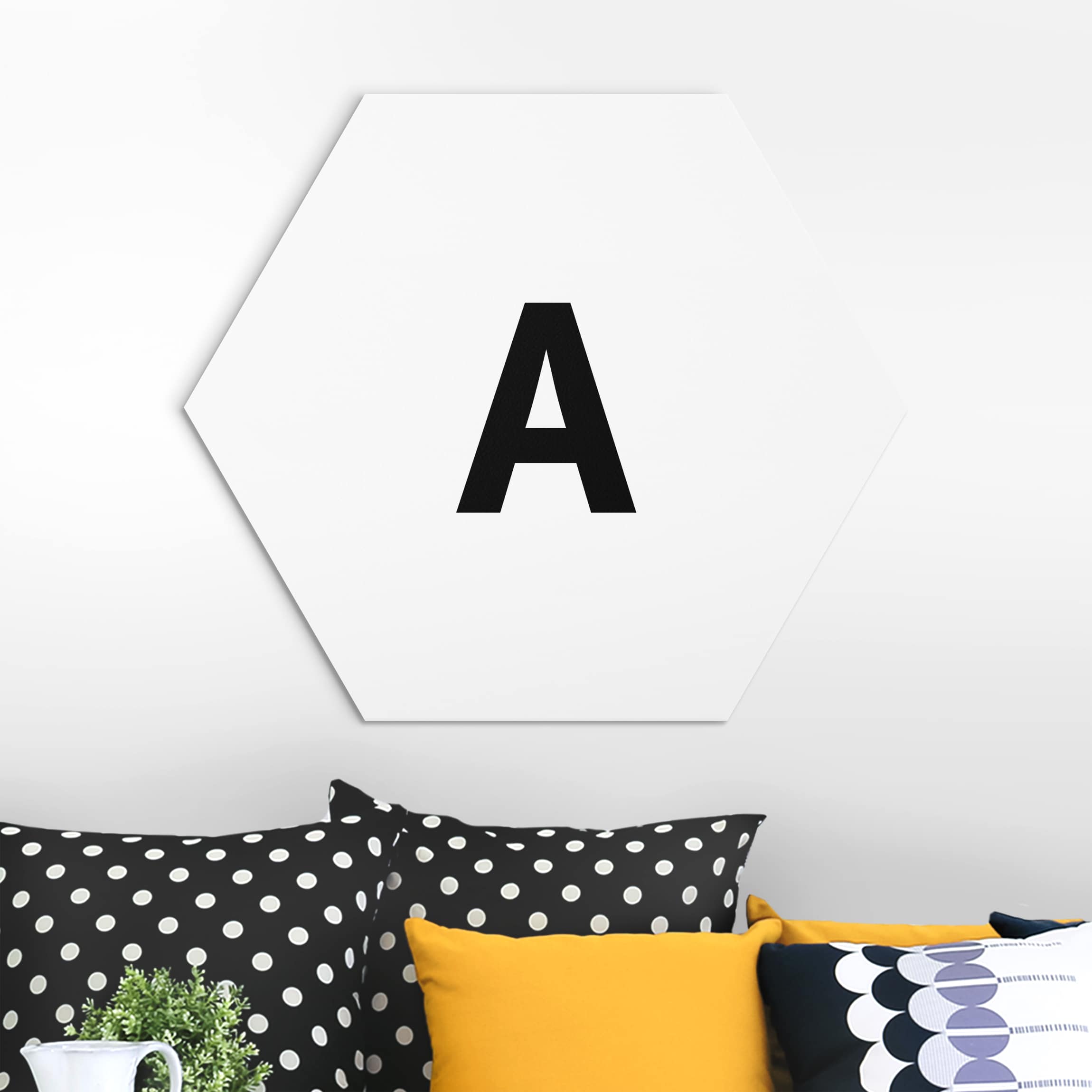 Hexagon-Alu-Dibond Bild Buchstabe Weiß A