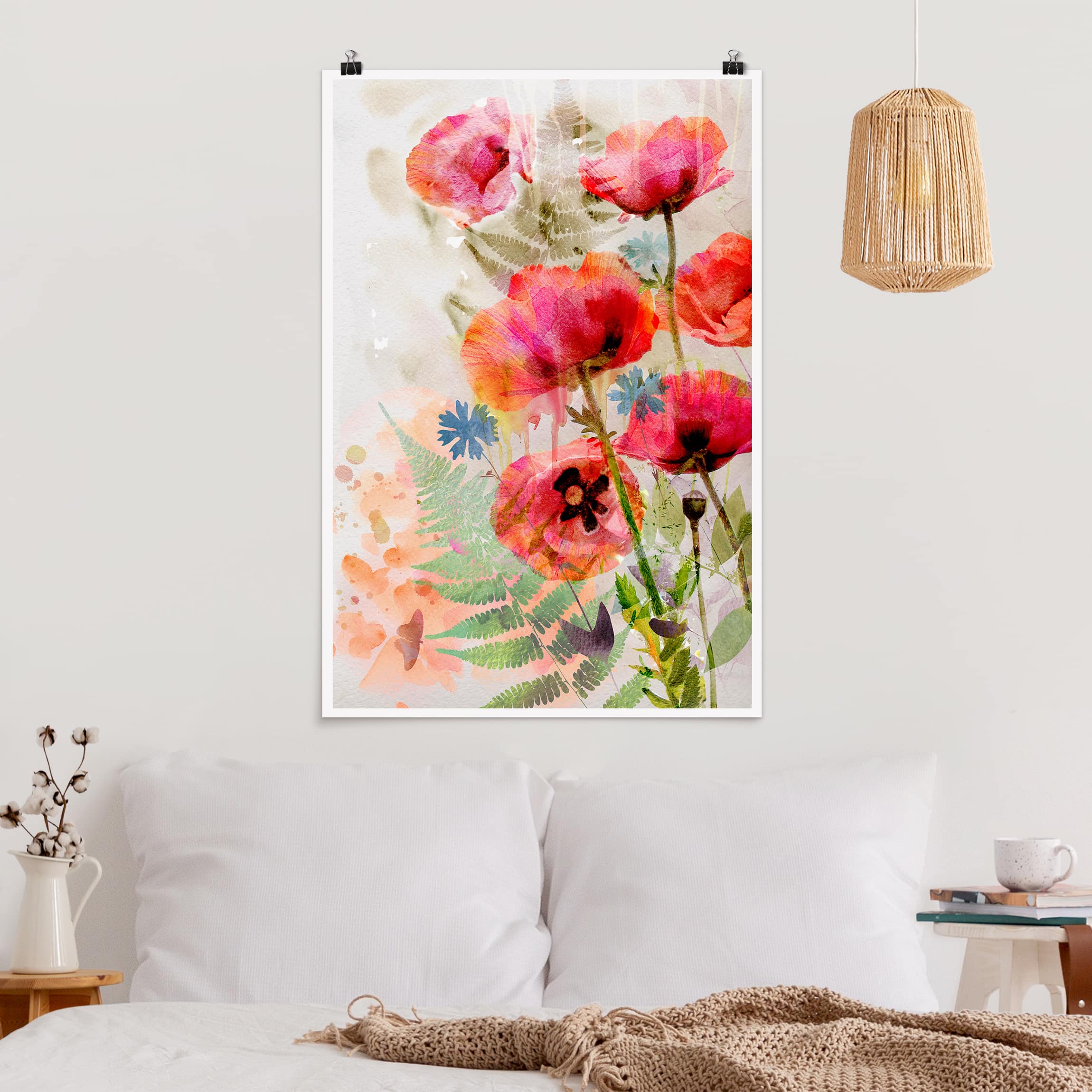 Poster Blumen Aquarell Blumen Mohn